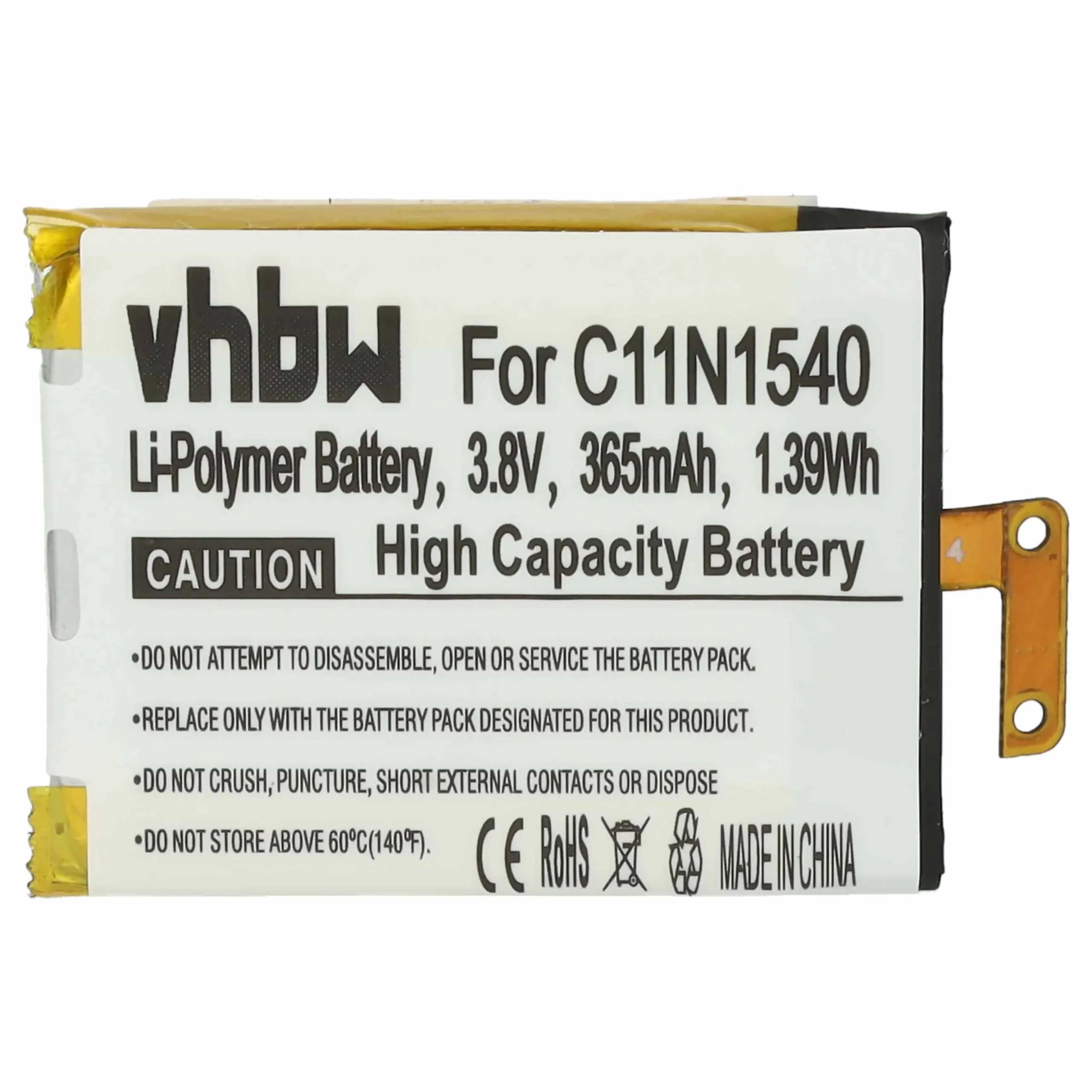 Batterie remplace Asus C11N1540, 0B200-01630100 montre connectée - 365mAh 3,8V Li-polymère + outils