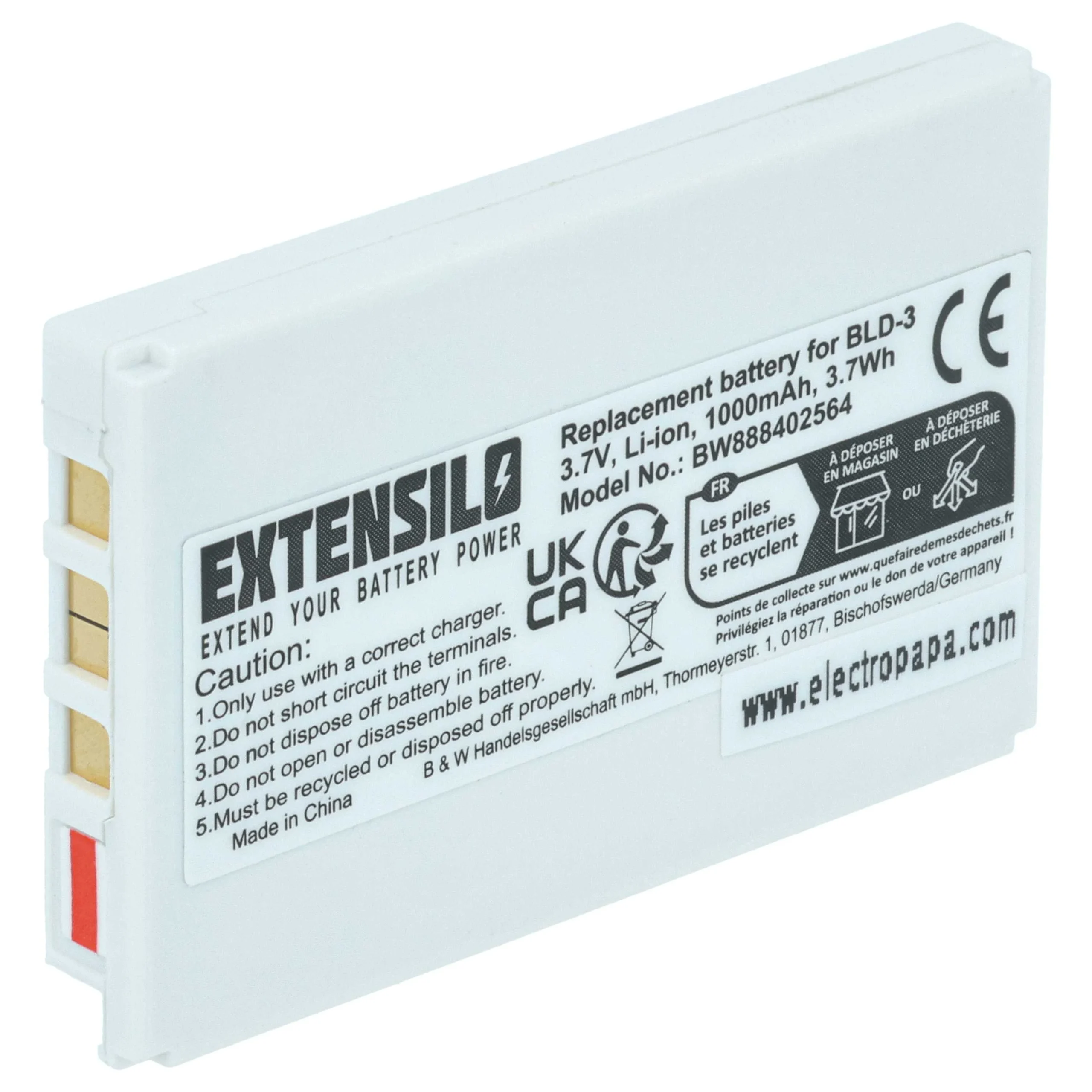 Batterie remplace Nokia BLD-3 téléphone portable Nokia - 1000mAh 3,7V Li-ion