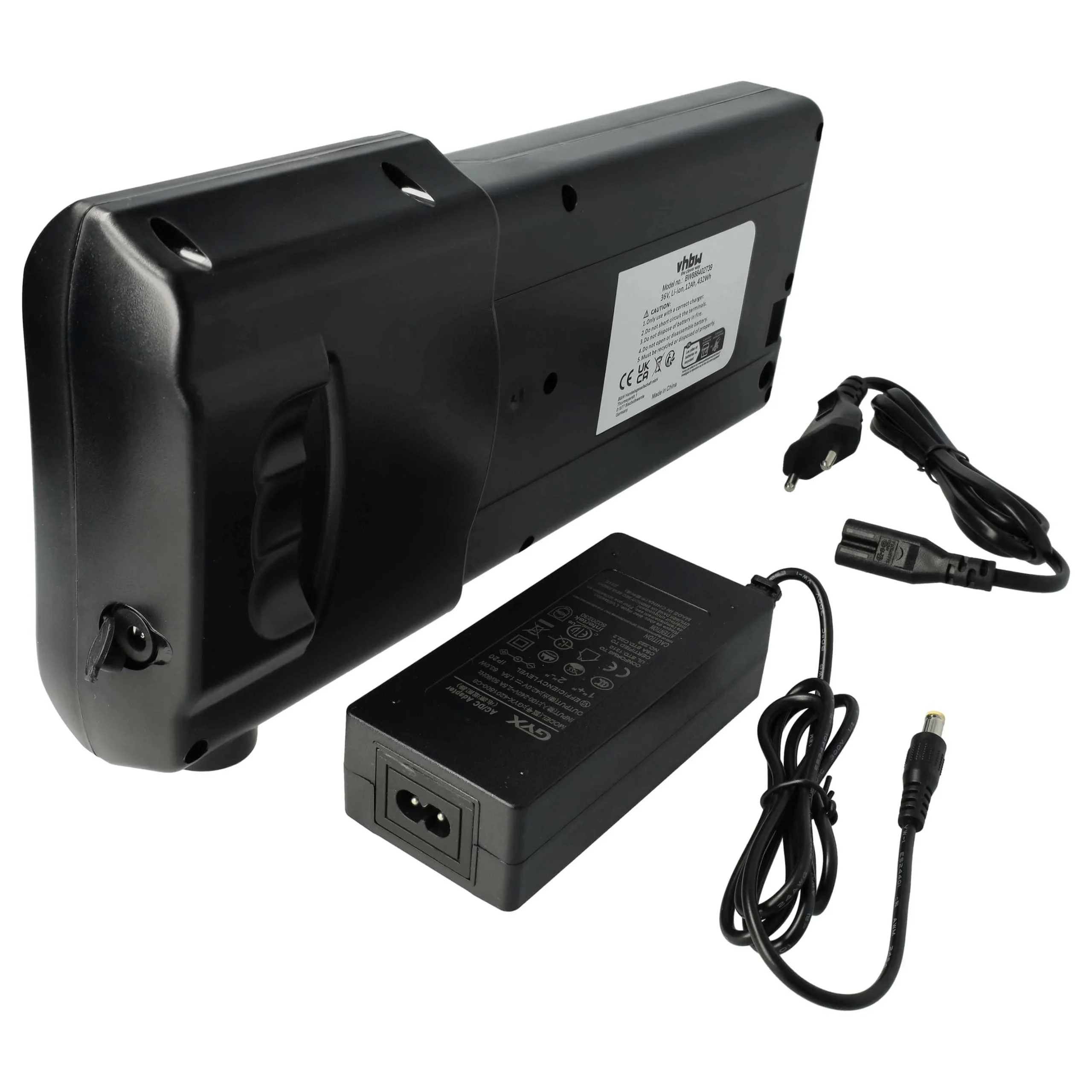 Batterie remplace Ansmann 1036-401-090, 10 INR 18/65-4 pour E-Bike - 12Ah 36V Li-ion chargeur noir