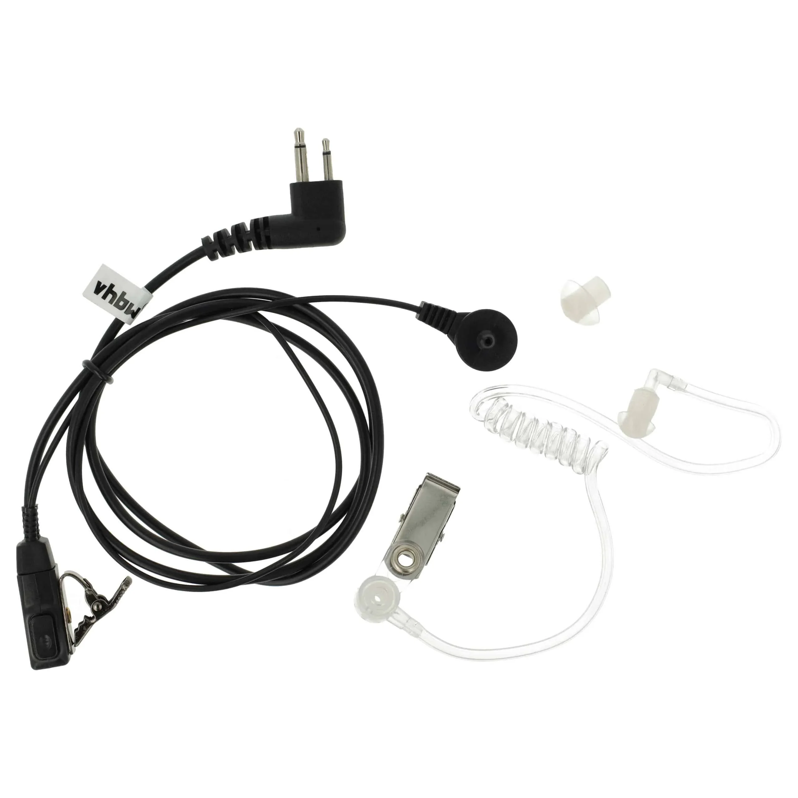 Oreillette de talkie-walkie pour Motorola GP300 et autres - Avec touche de réponse + support clip, noir