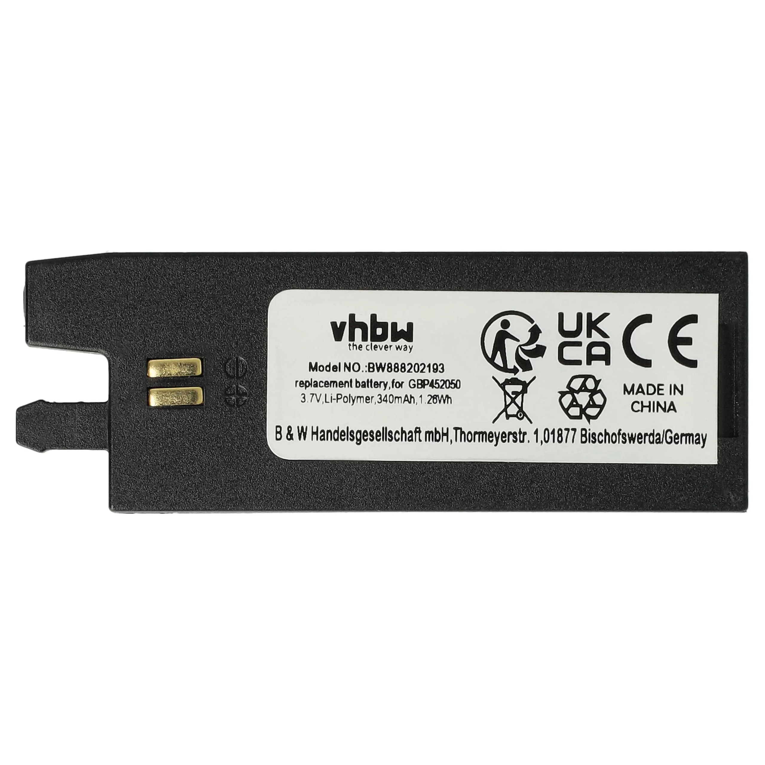 Batterie remplace Gibson GBP452050 accordeur de guitare - 340mAh 3,7V Li-polymère