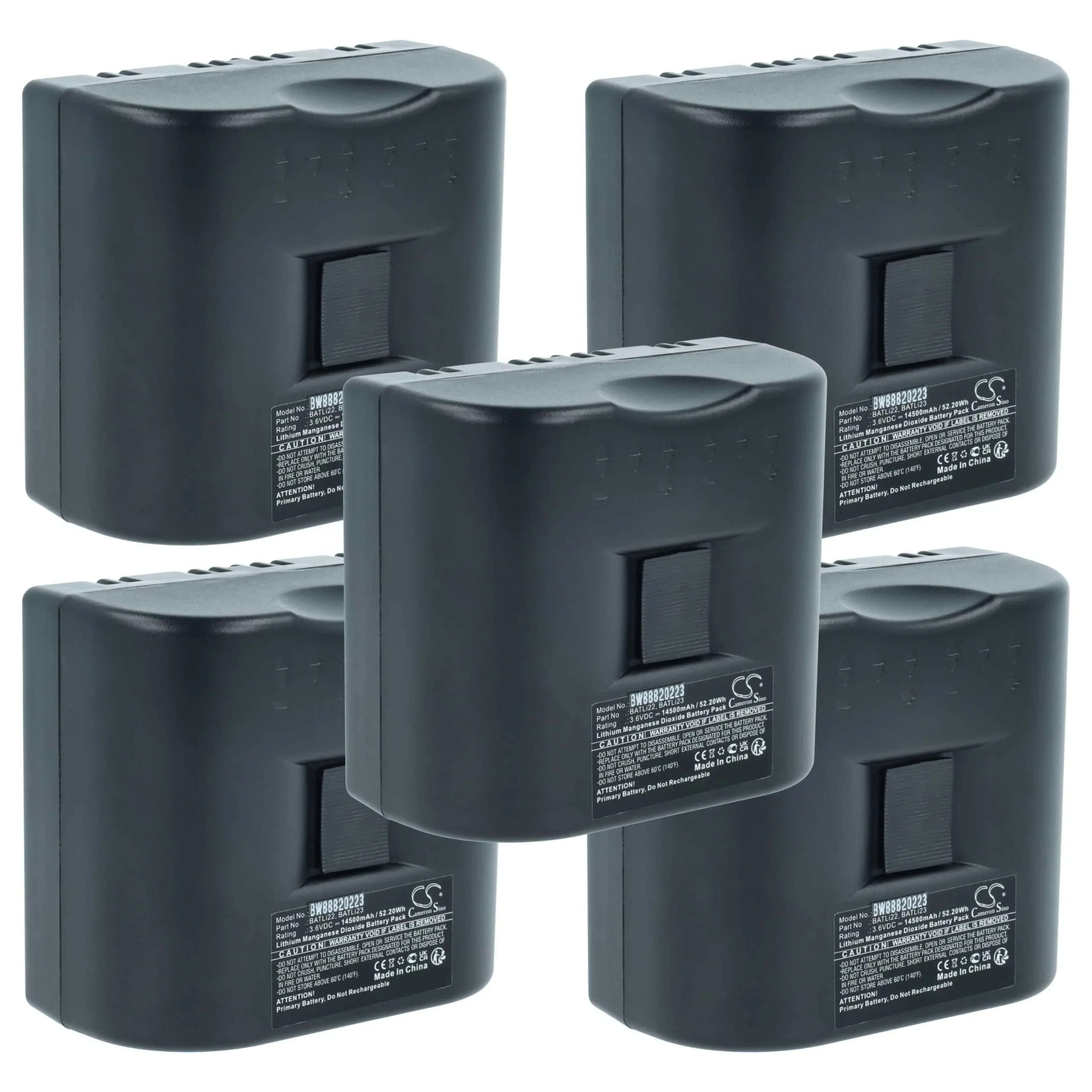 5x Piles remplace Daitem MPU01X, BATLI23, BATLI22 pour centrale d'alarme Daitem - 14500mAh 3,6V Li-MnO2