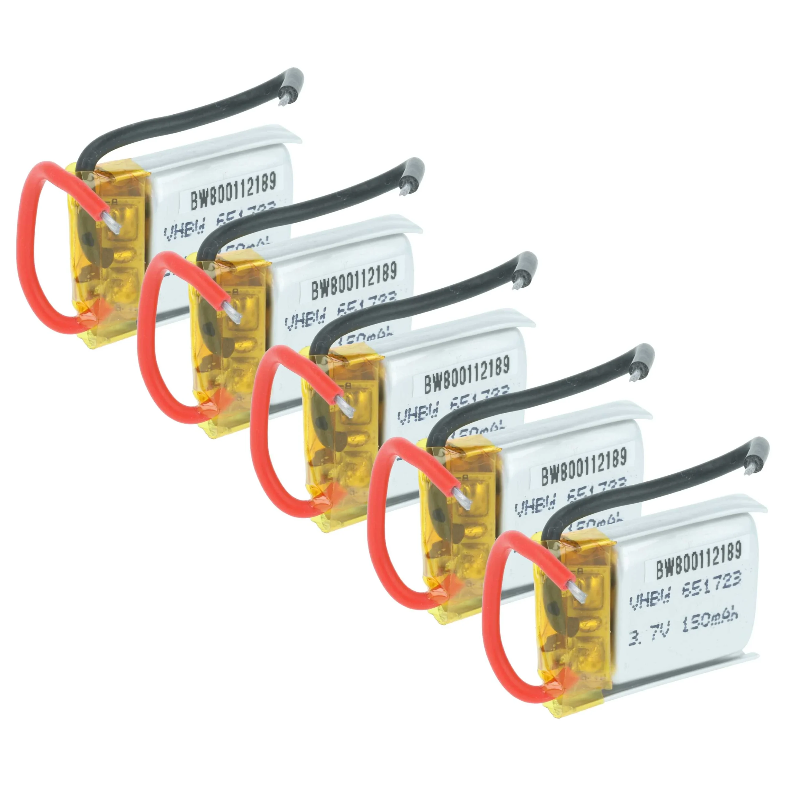 Model Making Device 5x Battery replaces JJRC 651723 - 150 mAh 3.7 V Li-polymer, 2 Pin Walkera