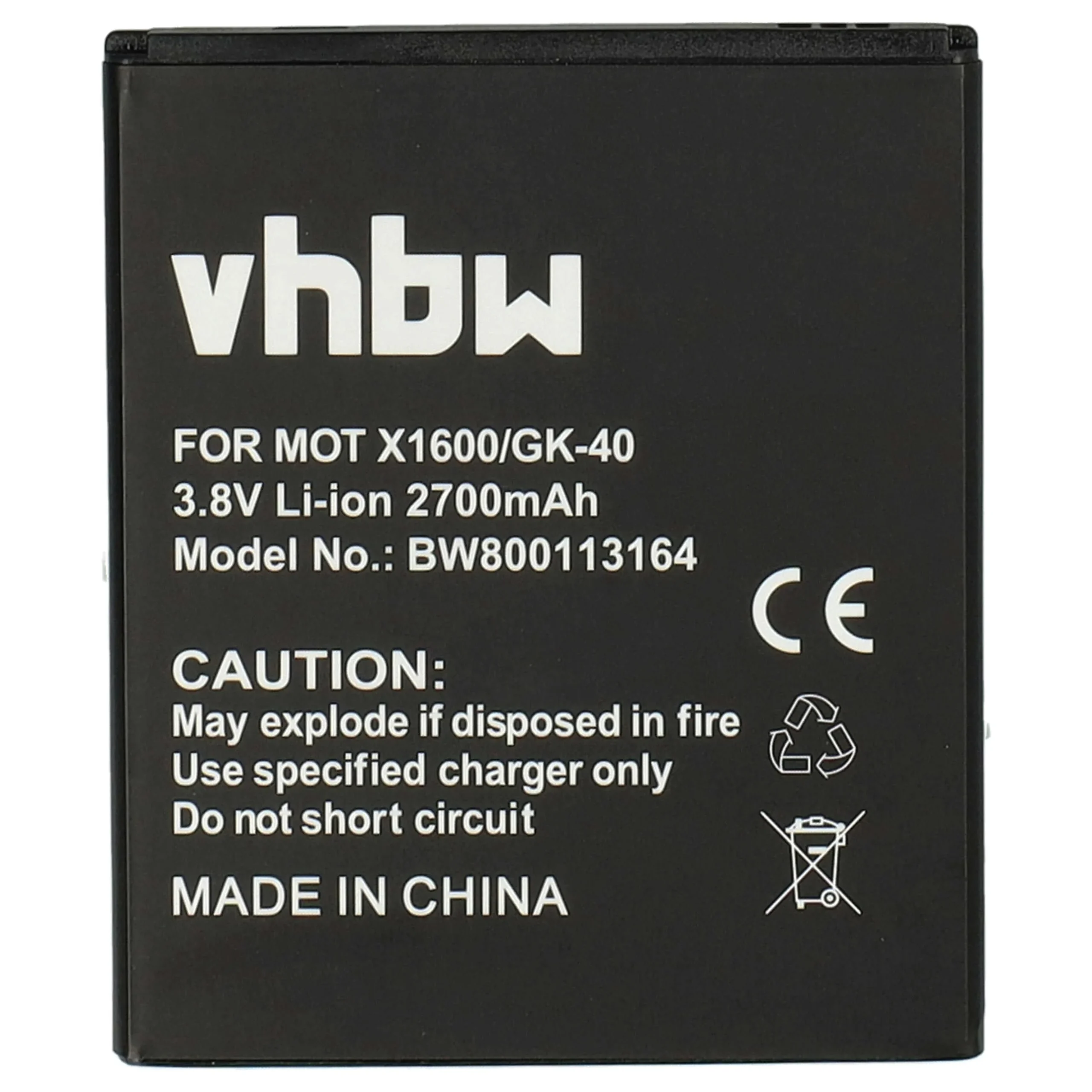 Batterie remplace Motorola SNN5976A, GK40, SNN5977A téléphone portable Motorola - 2700mAh 3,8V Li-ion