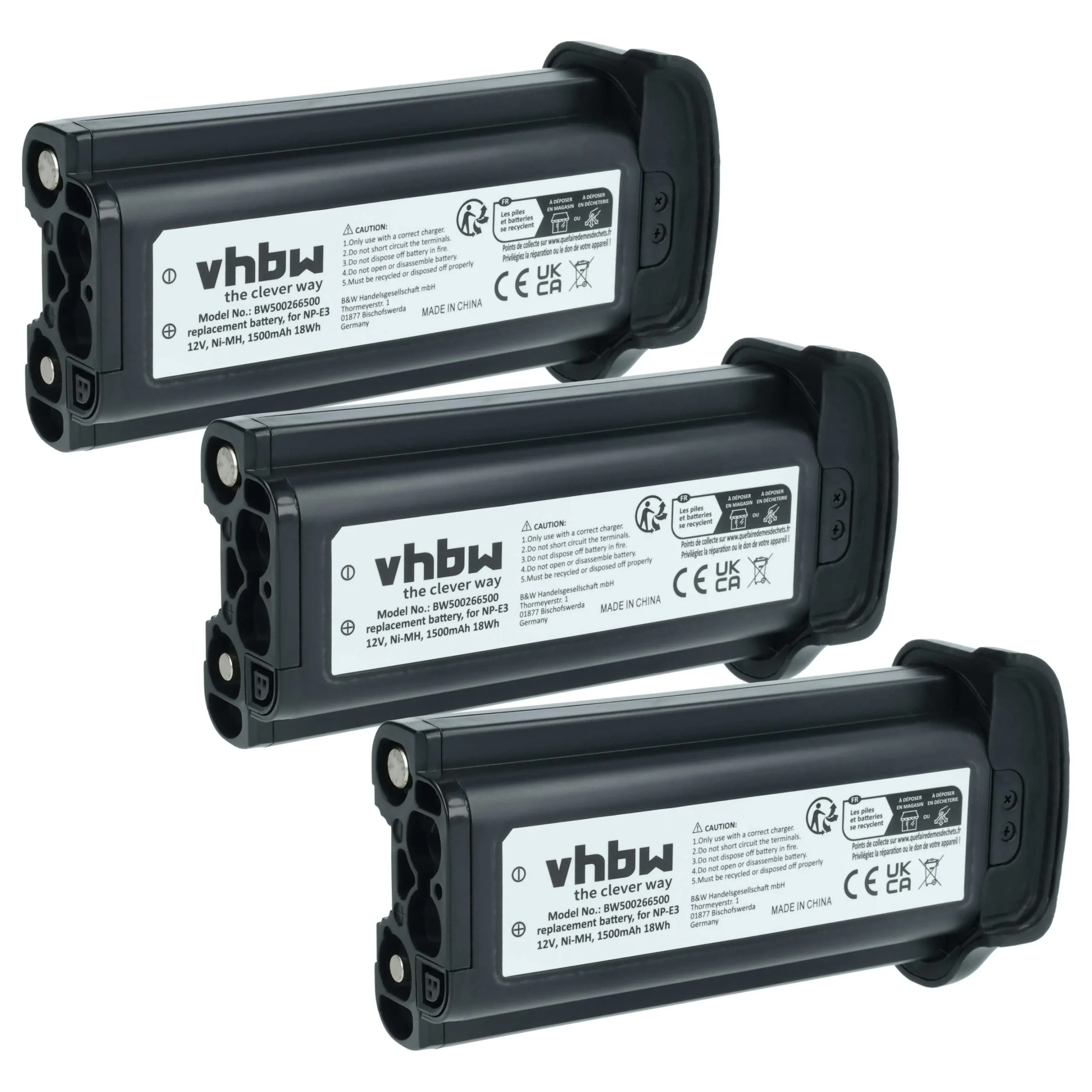 3x Batteries remplace Canon NP-E3 pour appareil photo Canon- 1500mAh 12V NiMH