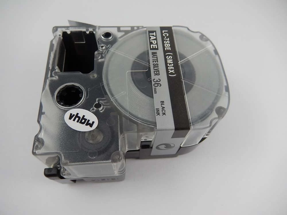 Cassette à ruban remplace Epson LC-7SBE - 36mm lettrage Noir ruban Argent, plastique