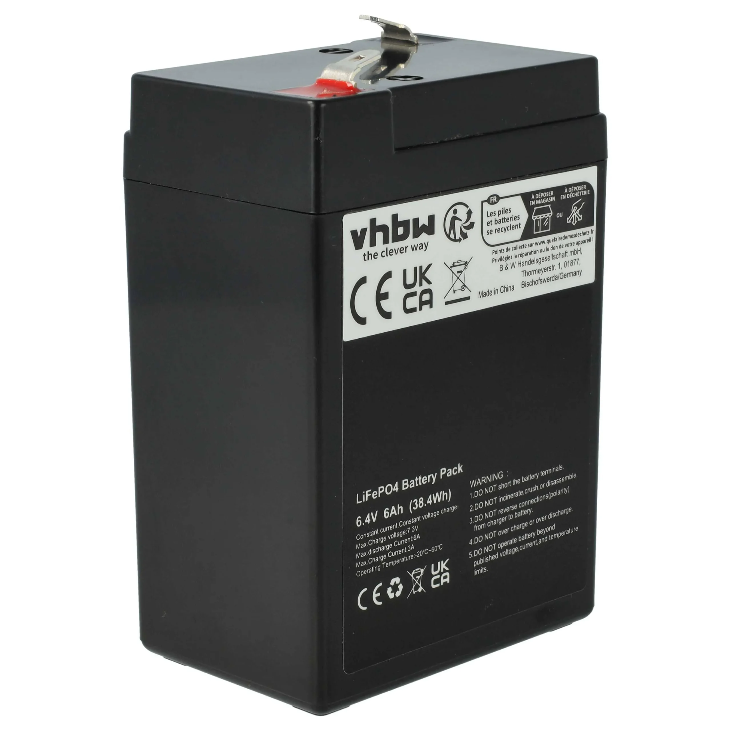 Batterie de bord pour caravane, bateau, camping car, panneau solaire - 6Ah 6,4V LiFePO4, 3A