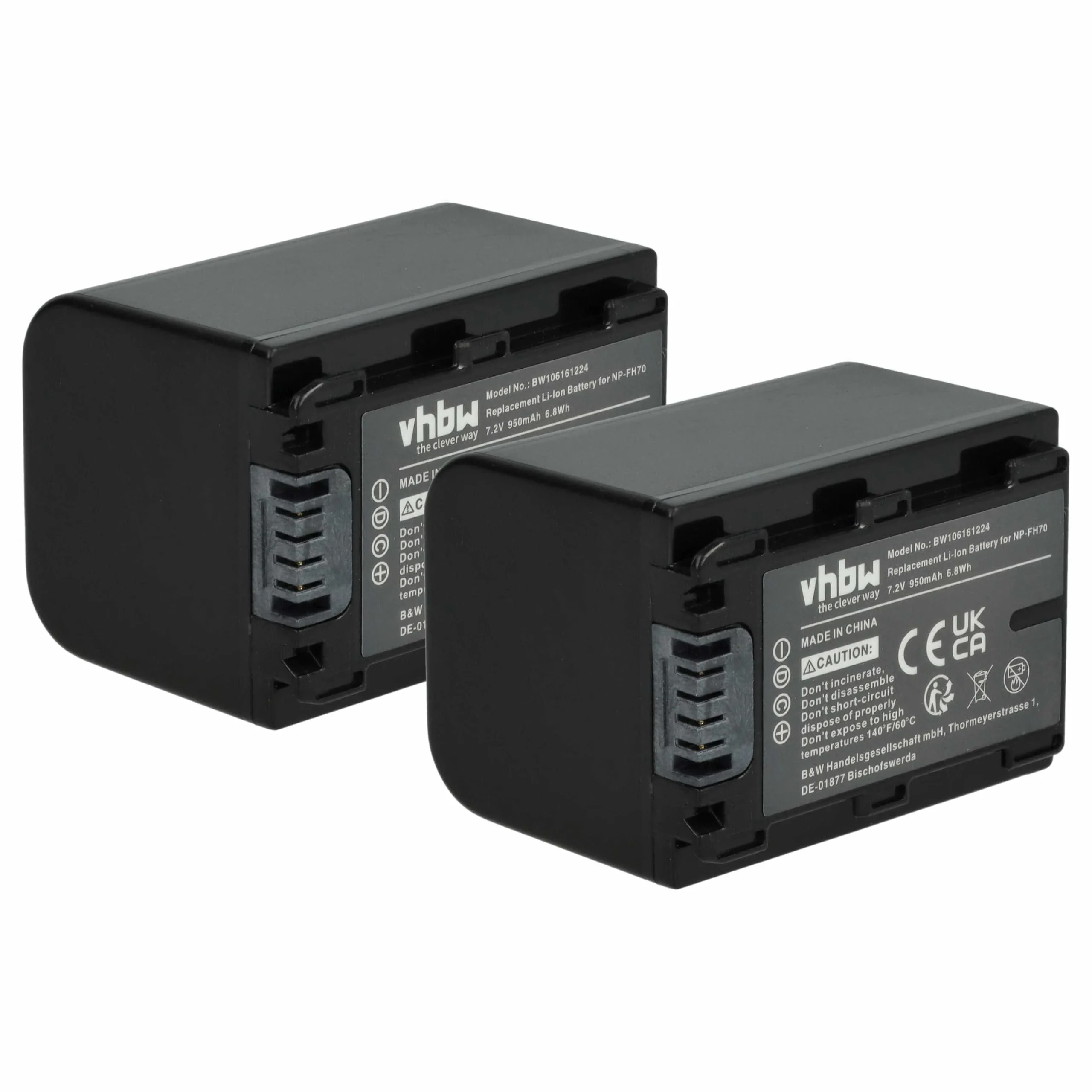 2x Batteries remplace Sony NP-FH50, NP-FH100, NP-FH40 pour caméscope Sony- 950mAh 7,2V Li-ion avec puce