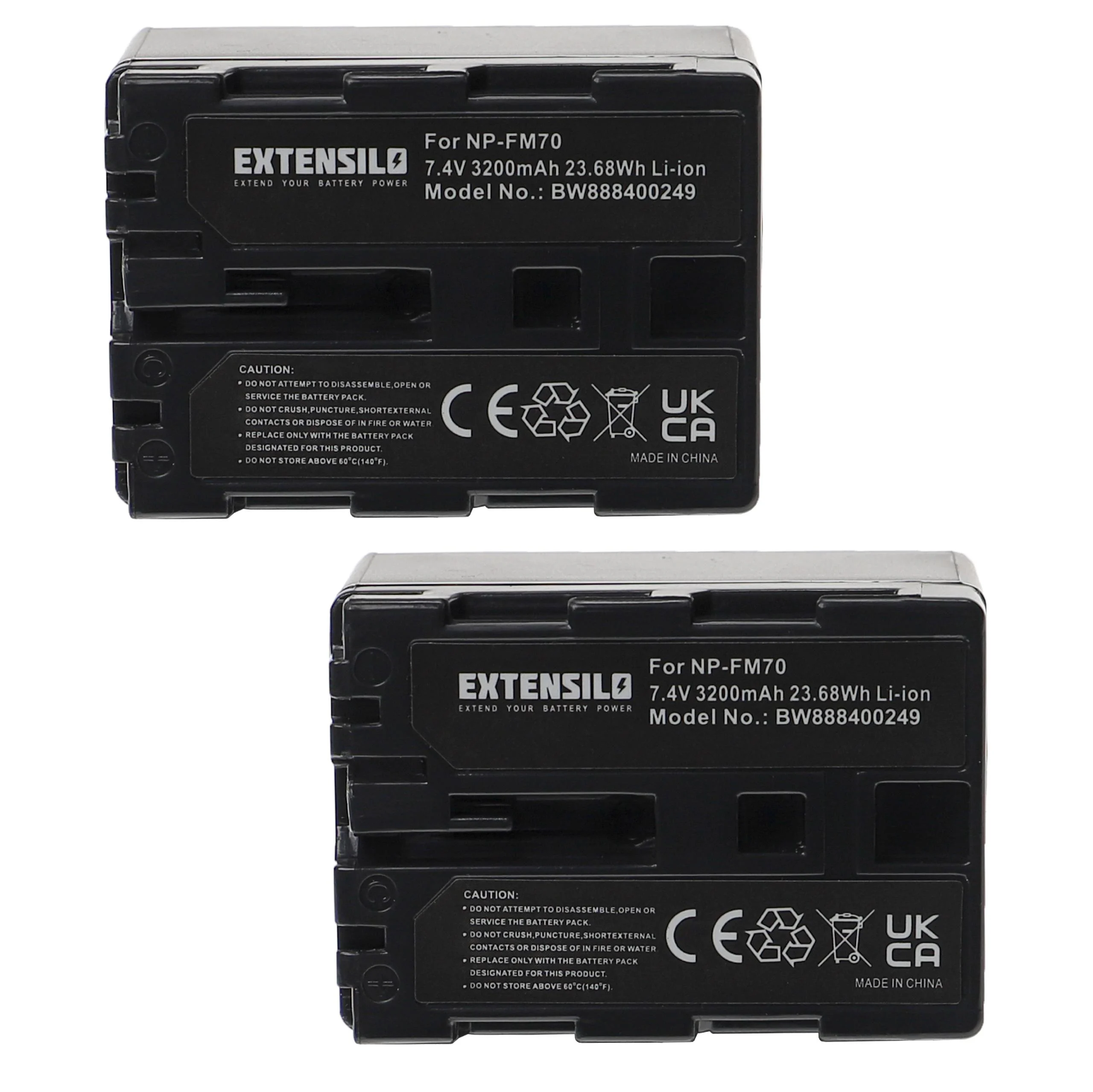 2x Batteries remplace Sony NP-FM55H, NP-FM70, NP-FM50, NP-FM30 pour appareil photo Trotec- 3200mAh 7,4V Li-ion