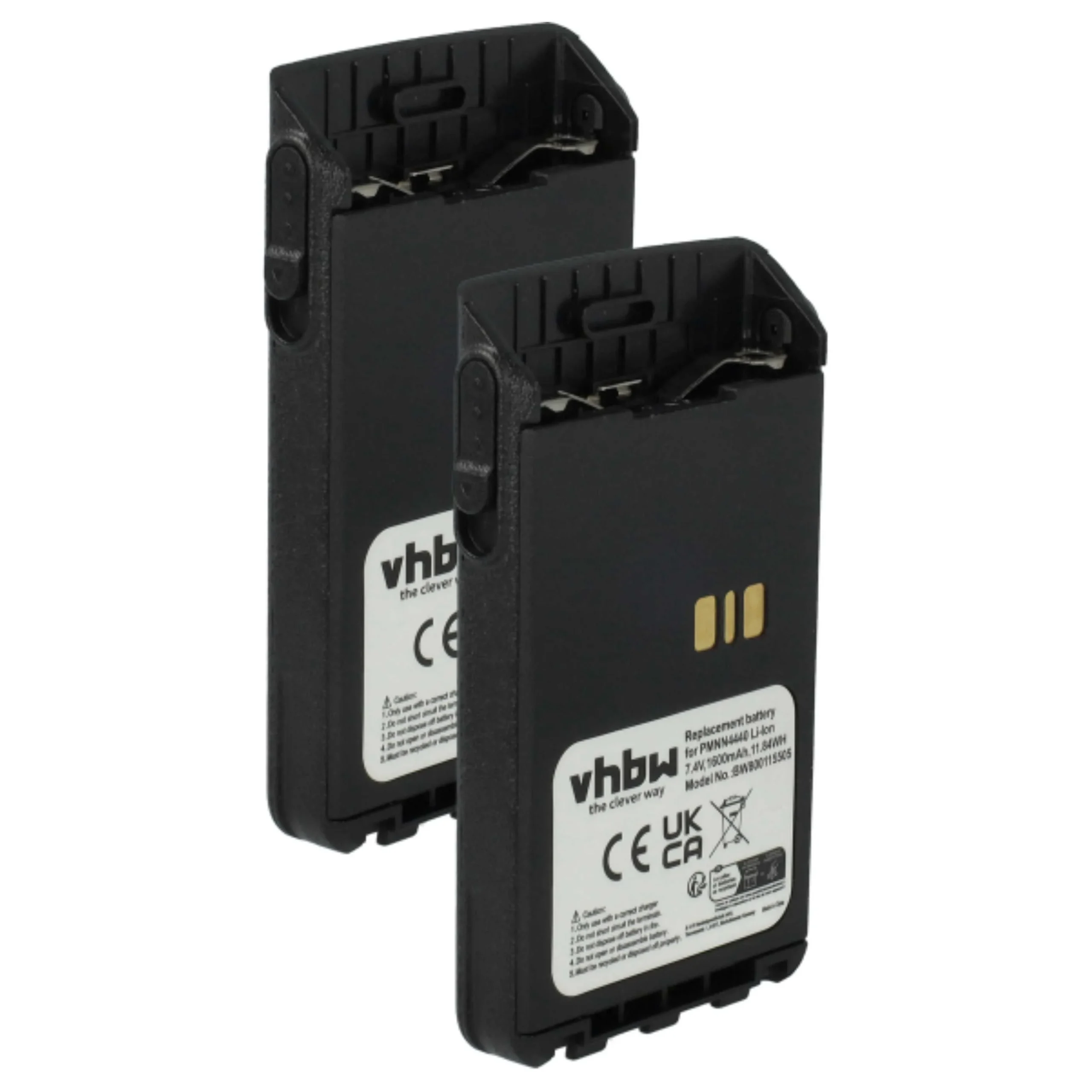 2x Batteries remplace Motorola PMNN4440, PMNN4440AR pour radio talkie-walkie Motorola- 1600mAh 7,4V Li-ion