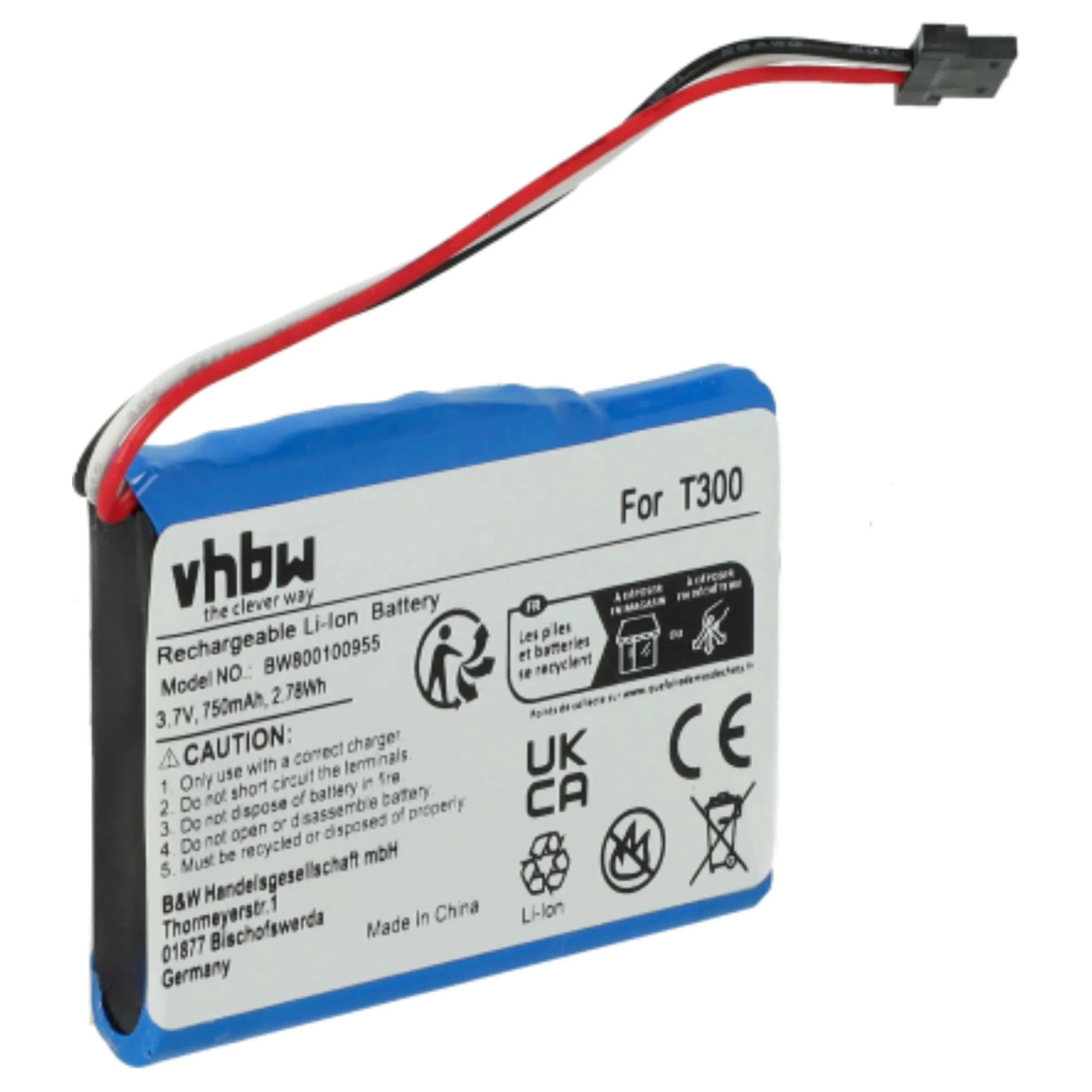 Batterie remplace Medion T300-1, 338937010168 pour navigation GPS Mitac - 750mAh 3,7V Li-ion