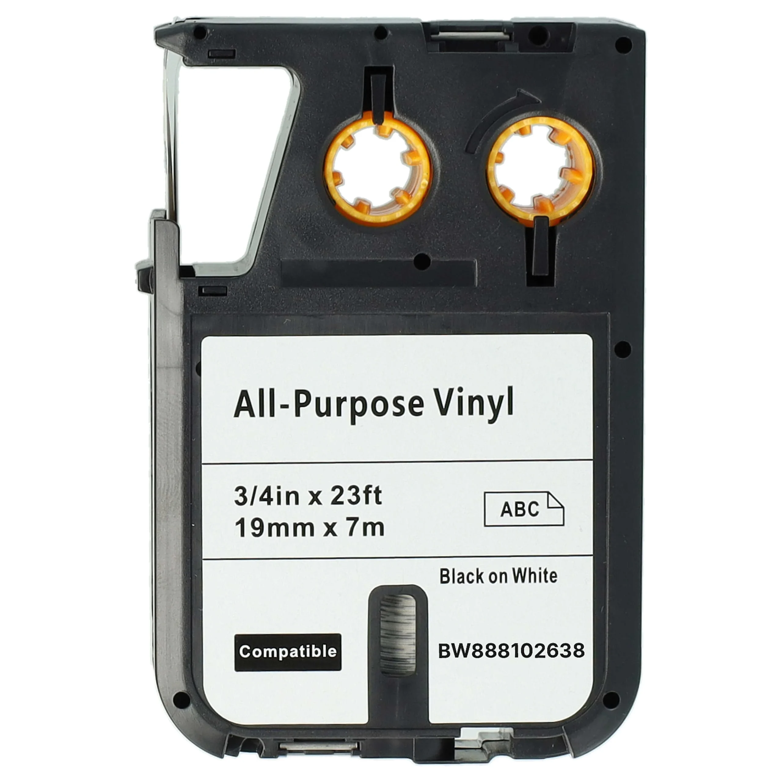 Cassette à ruban remplace Dymo 1868752 - 19mm lettrage Noir ruban Blanc, vinyle, plastique