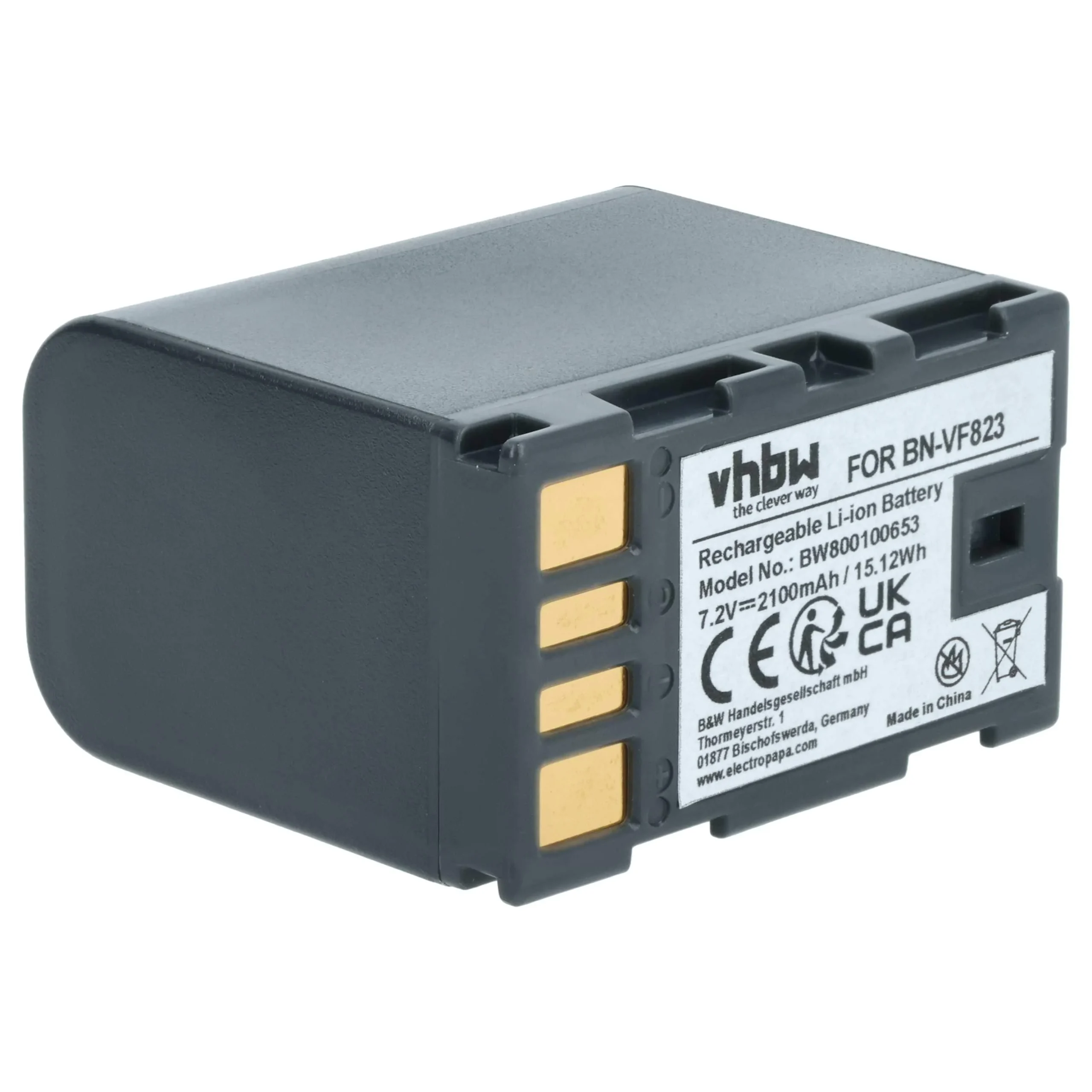 Batterie remplace JVC BN-VF808U, BN-VF808, BN-VF815 pour caméscope JVC- 2100mAh 7,2V Li-ion avec puce