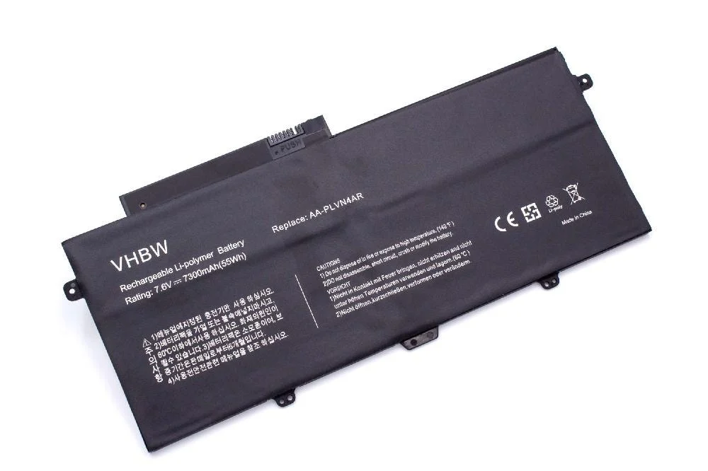 Batterie remplace AA-PLVN4AR pour ordinateur portable Samsung- 7300mAh 7,6V Li-polymère, noir