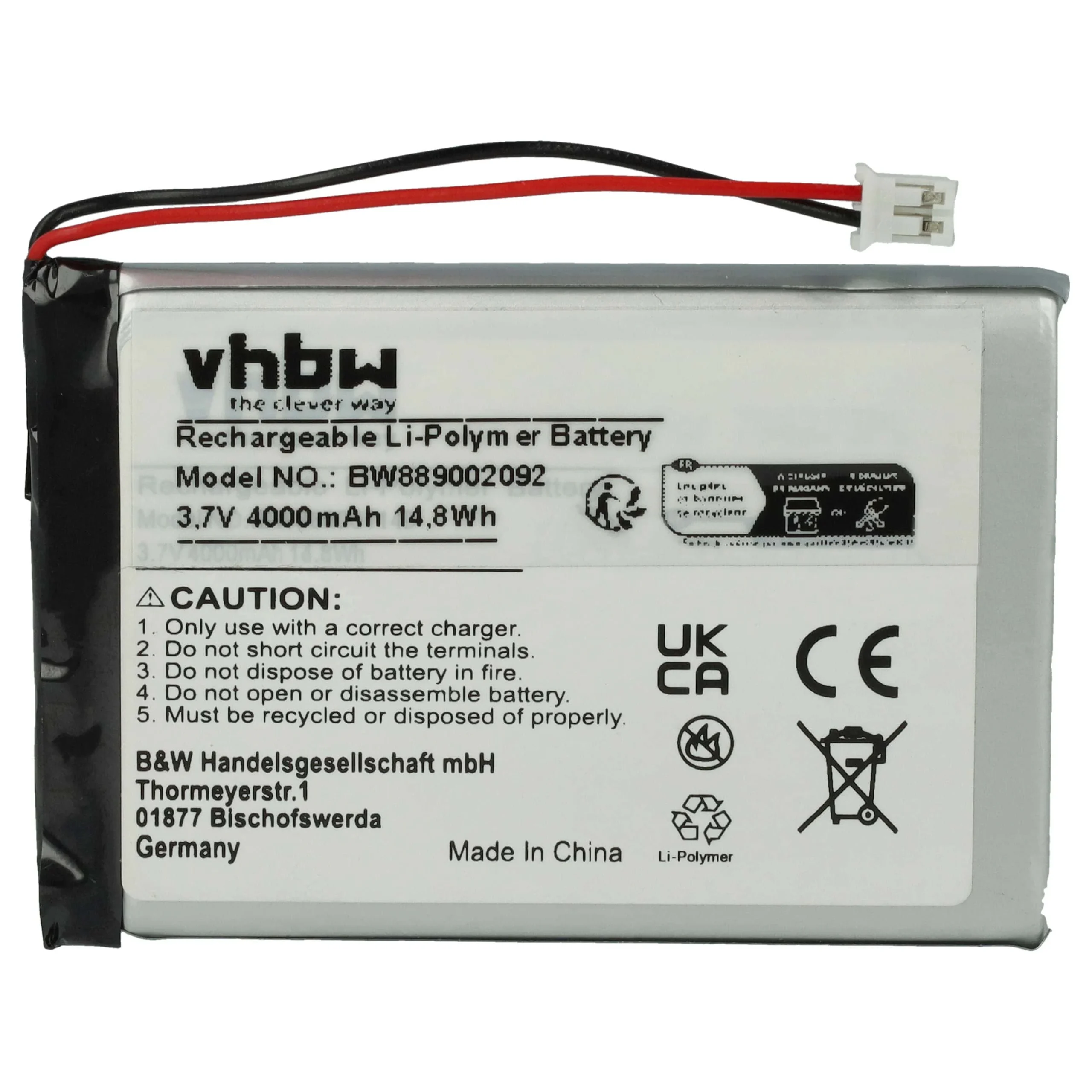 Batterie divers appareils - 4000mAh 3,7V Li-polymère, 1x cellules