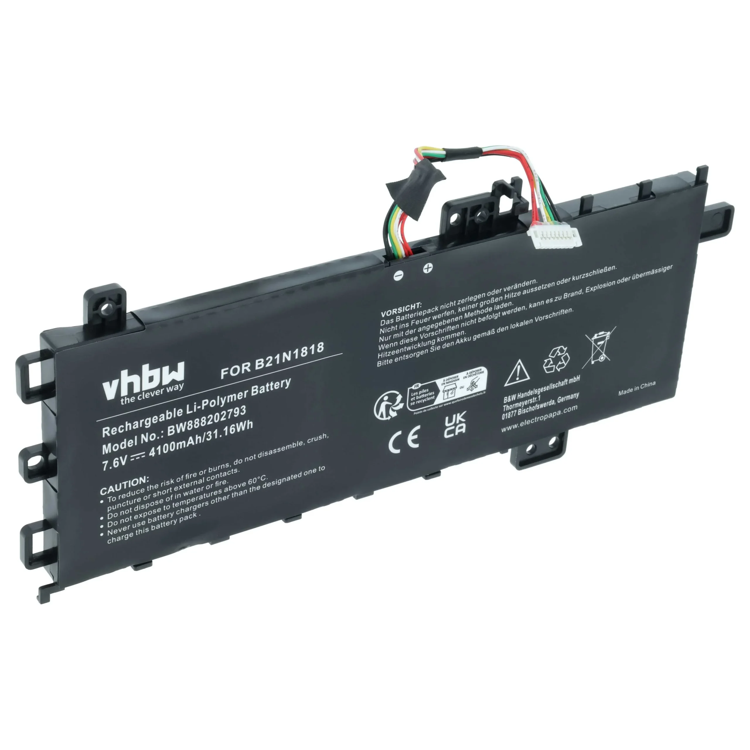 Batterie remplace Asus 0B200-03190800, 0B200-03280600 pour ordinateur portable Asus- 4100mAh 7,6V Li-polymère