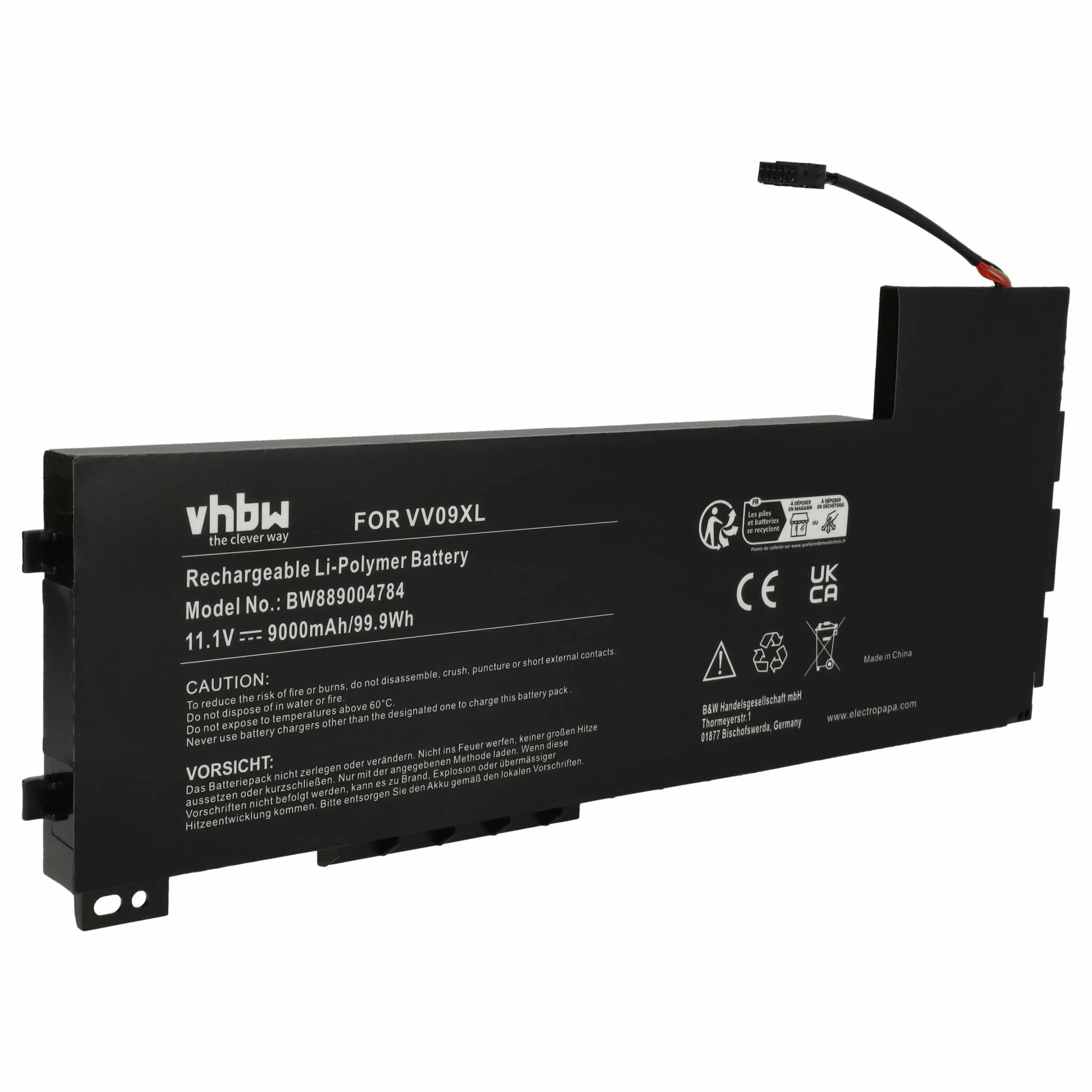 Batterie remplace 808398-2B1, 808398-2B2, 808398-2C1 pour ordinateur portable HP- 9000mAh 11,1V Li-ion, noir