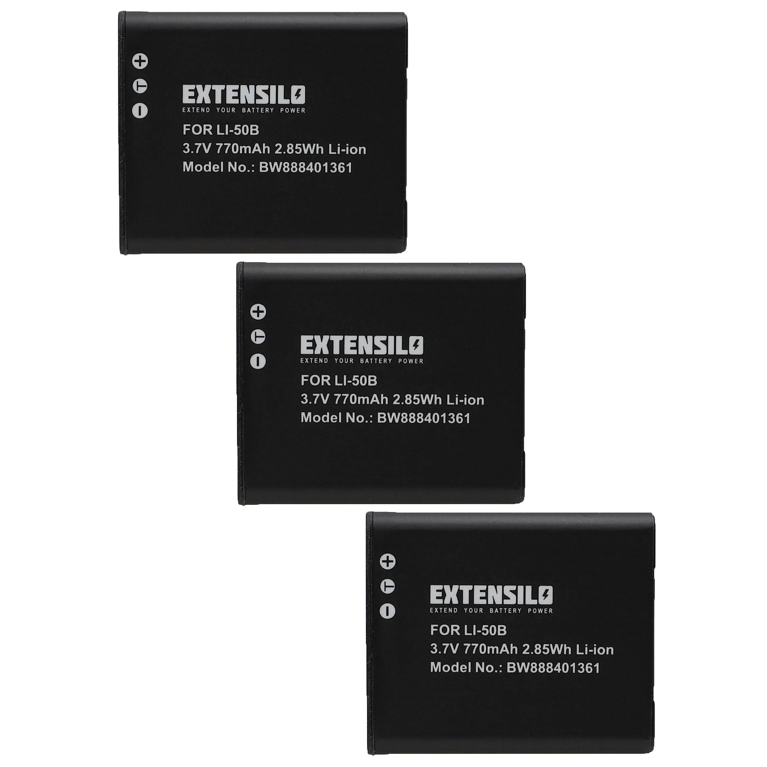 3x Batteries remplace Casio NP-150, NP-10 pour appareil photo Pentax- 770mAh 3,7V Li-ion