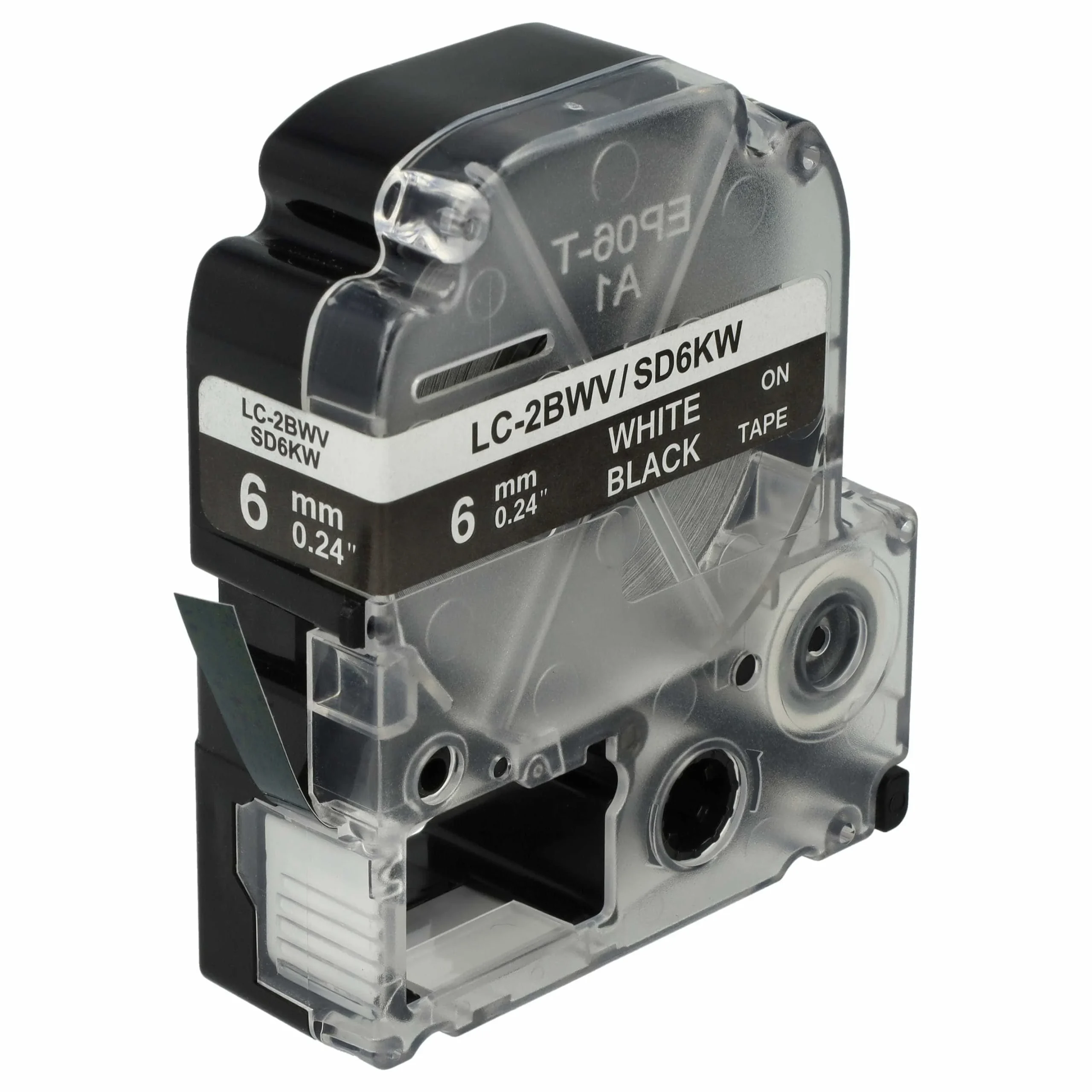 Cassette à ruban remplace Epson LC-2BWV - 6mm lettrage Blanc ruban Noir, plastique