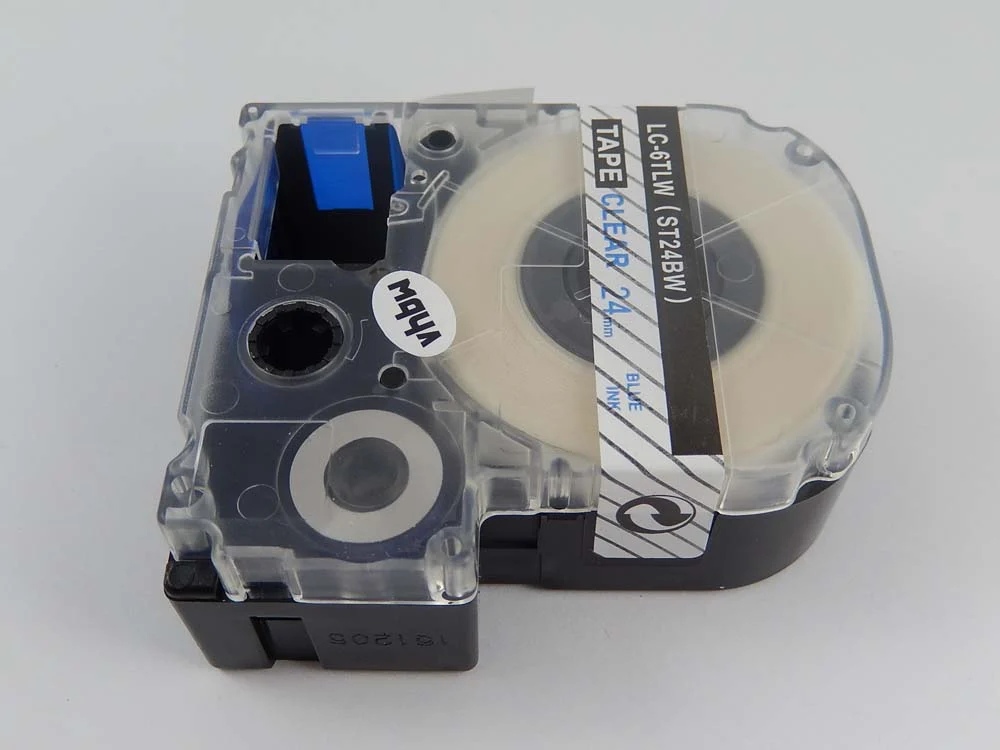 Cassette à ruban remplace Epson LC-6TLW - 24mm lettrage Bleu ruban Transparent, plastique