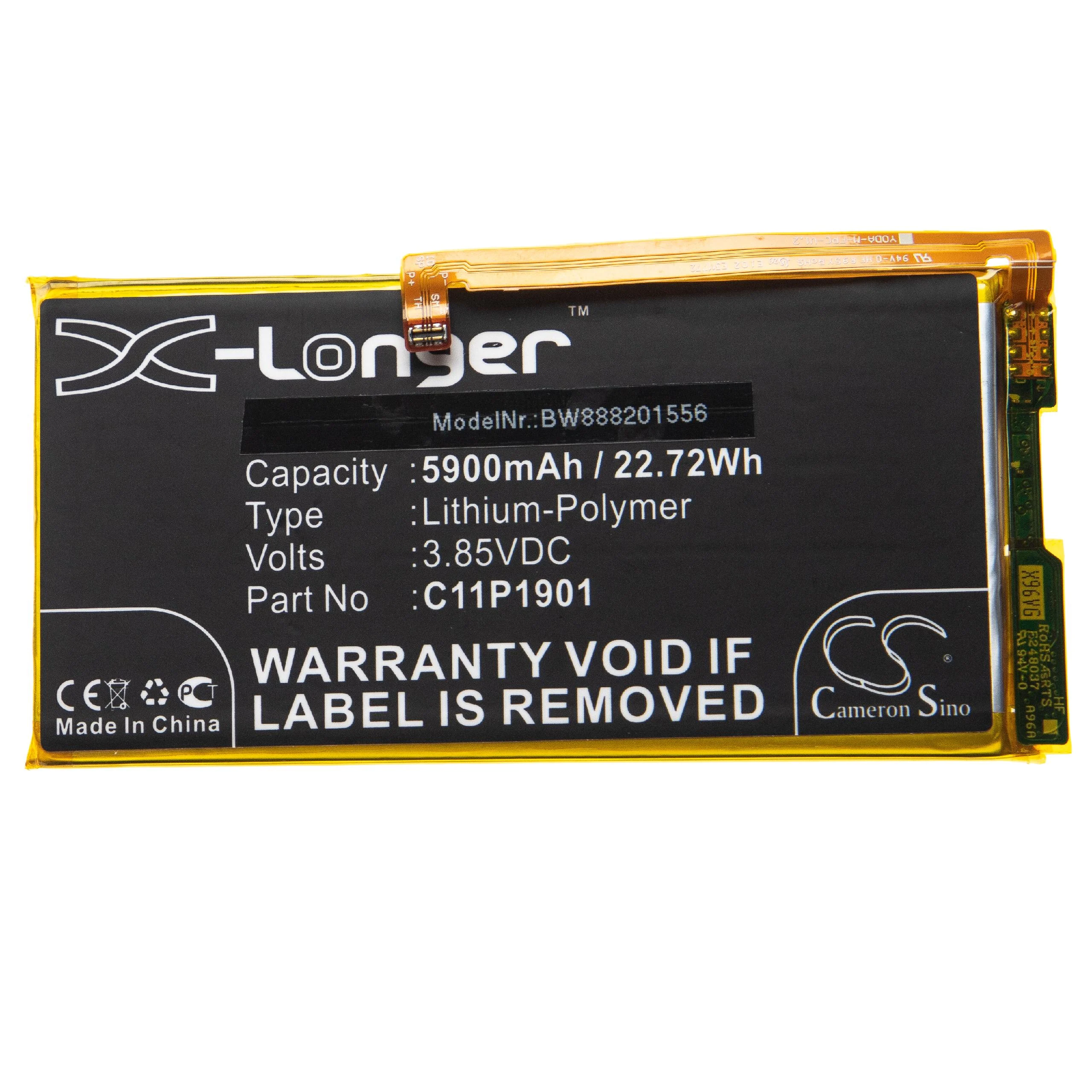 Batterie remplace Asus C11P1901, 0B200-03510300 téléphone portable Asus - 5900mAh 3,85V Li-polymère
