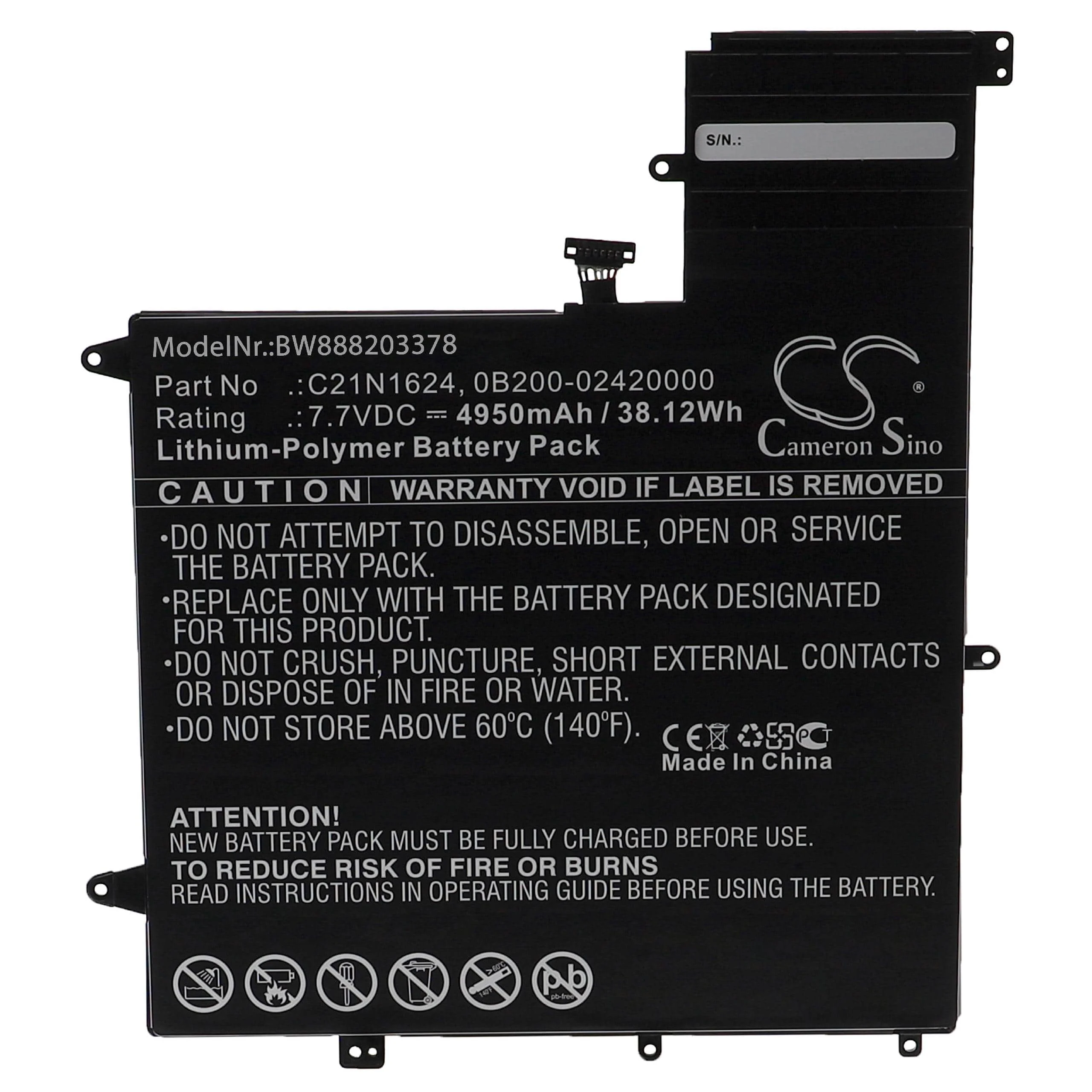 Batterie remplace Asus 0B200-02420000, C21N1624 pour ordinateur portable Asus- 4950mAh 7,7V Li-polymère