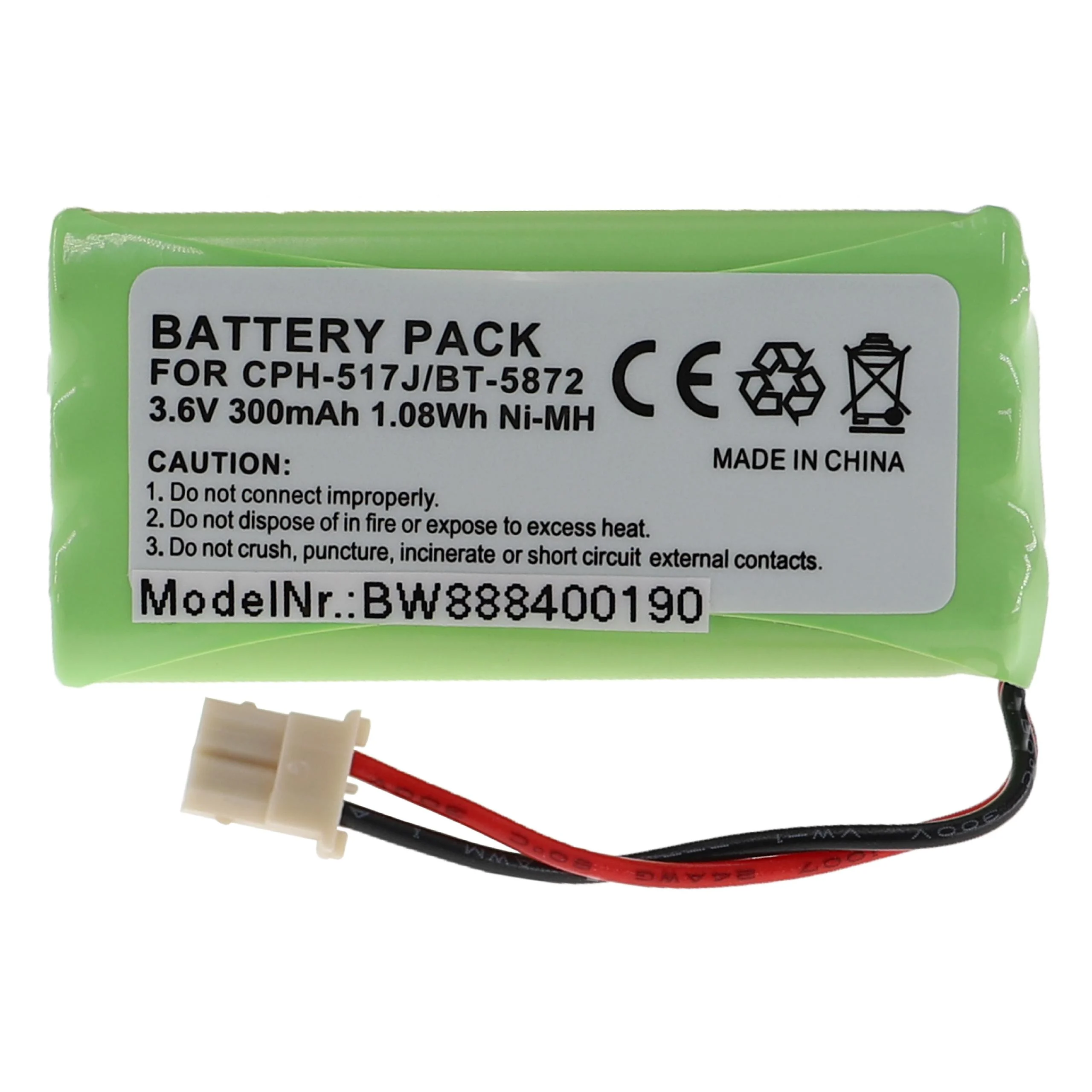 Batterie remplace 89-1333-01-00, BT5872, BT5632, CPH-517J pour téléphone Uniden - 300mAh 3,6V NiMH