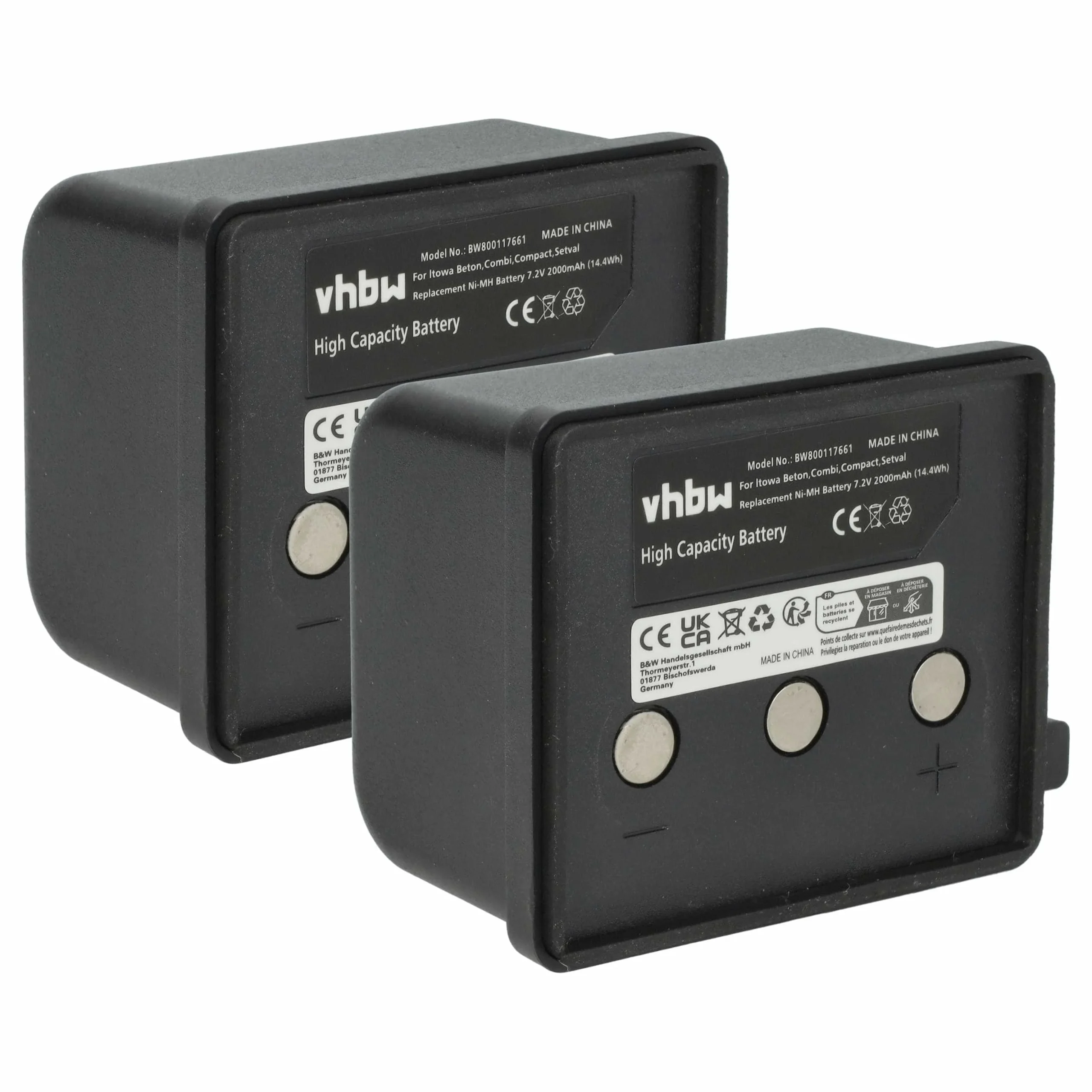 2x Batteries remplace Itowa BT7223, BT7223MH pour télécommande Itowa- 2000mAh 7,2V NiMH