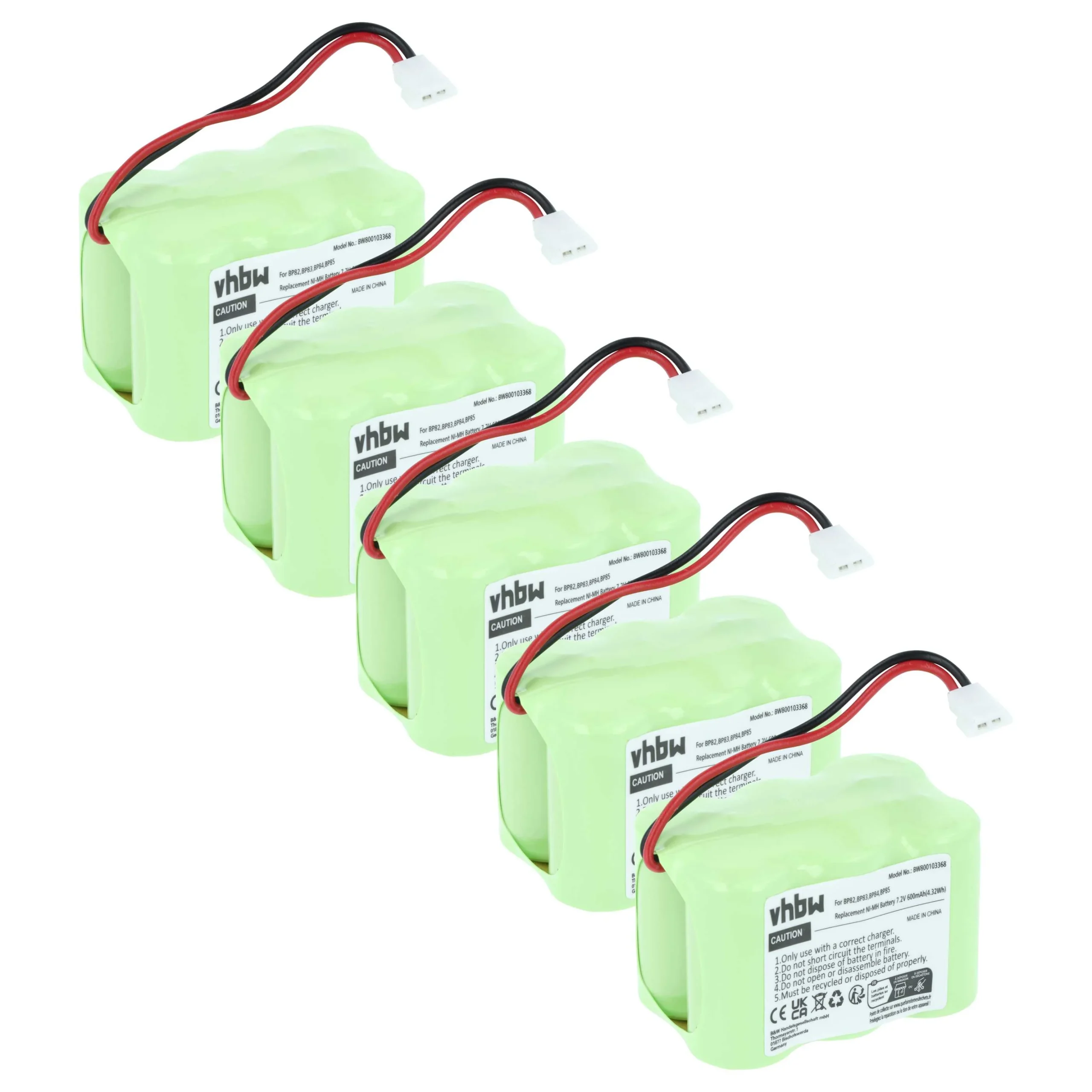 5x Batteries remplace Icom BP-82, BP-85, BP-84, BP-83 pour radio talkie-walkie Icom- 600mAh 7,2V NiMH