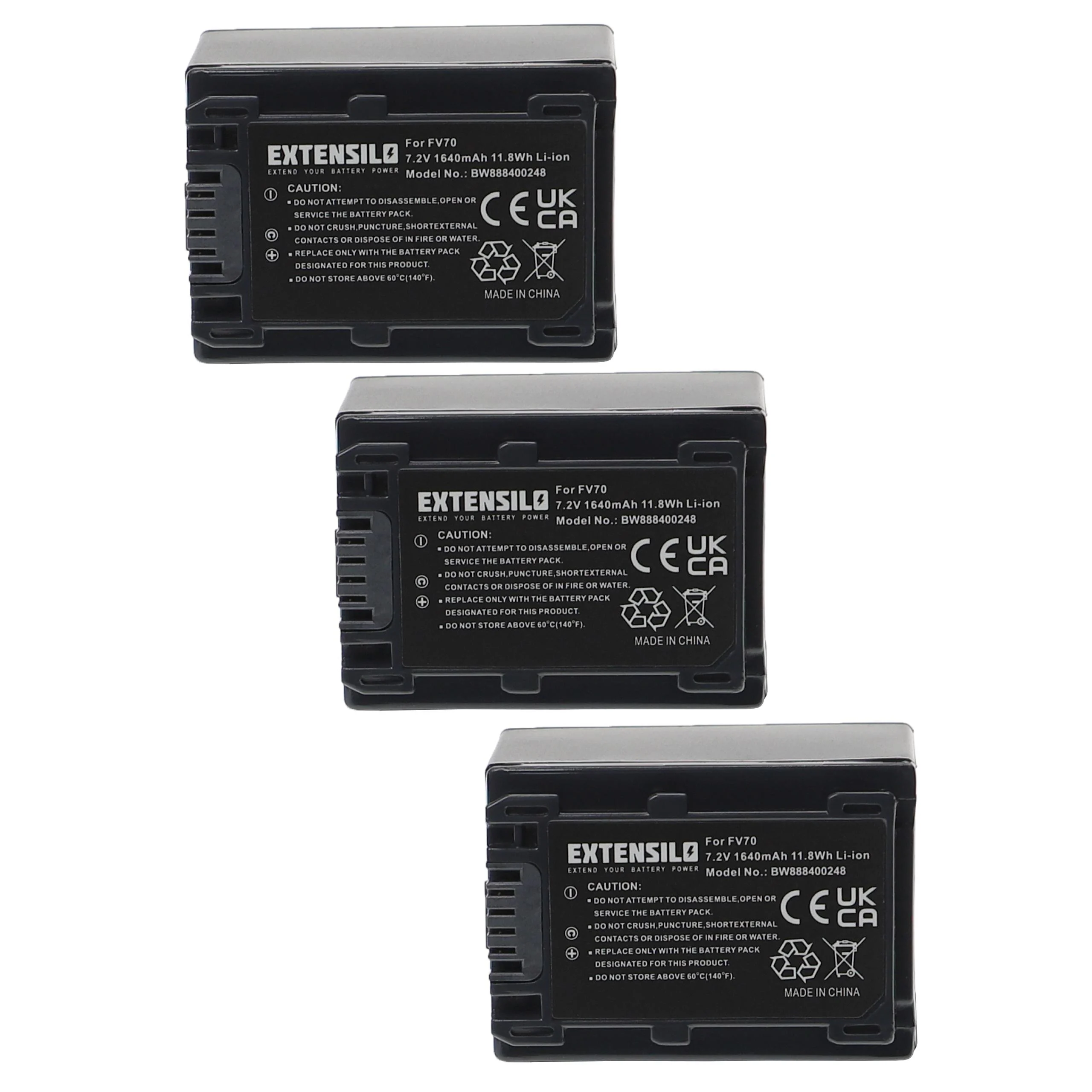 3x Batteries remplace Sony NP-FH71, NP-FV100, NP-FH100, NP-FH50 pour appareil photo Sony- 1640mAh 7,2V Li-ion
