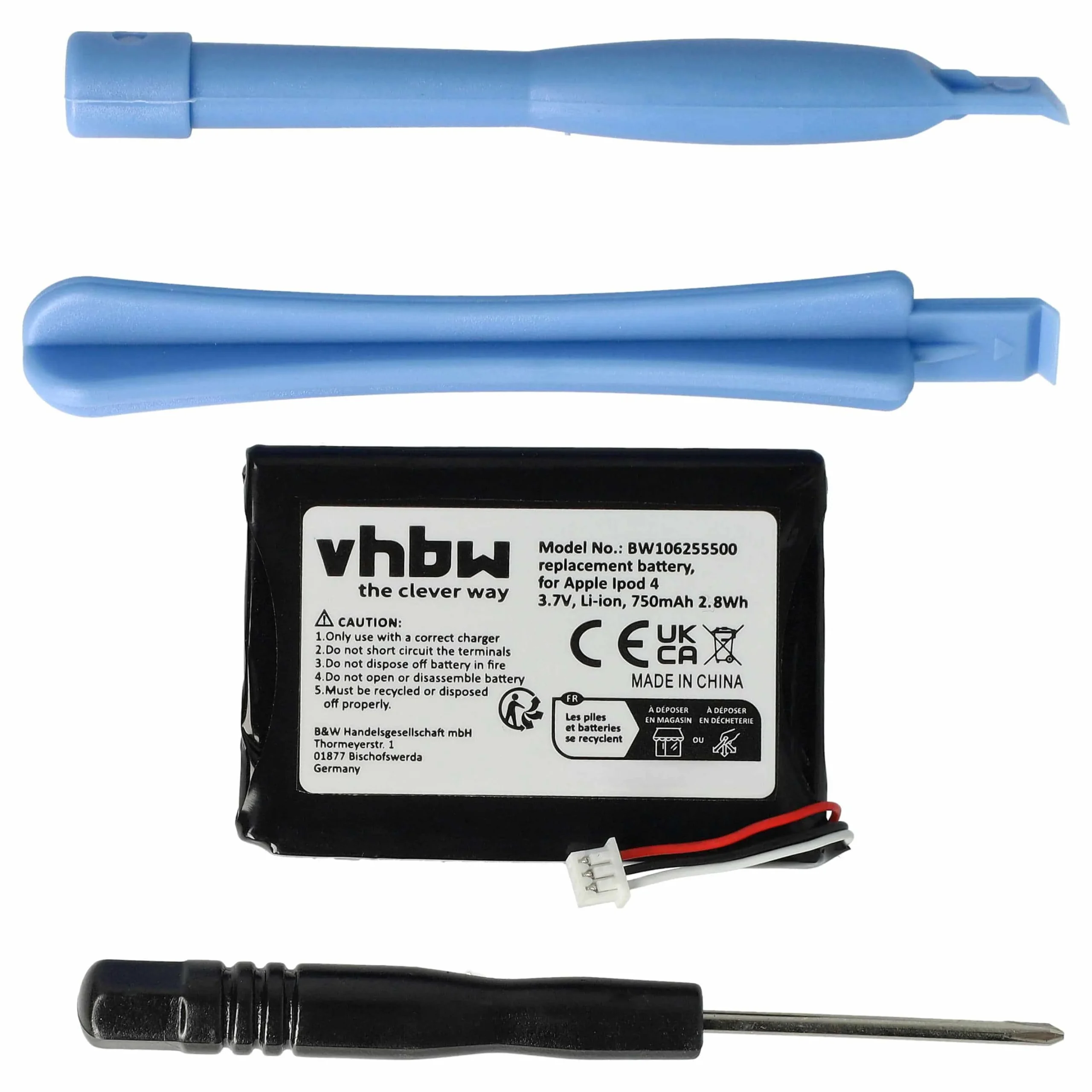 Batterie remplace Apple 616-0206, 616-0215, 616-0198, 616-0183 pour lecteur MP3 Apple - 750mAh 3,7V Li-ion