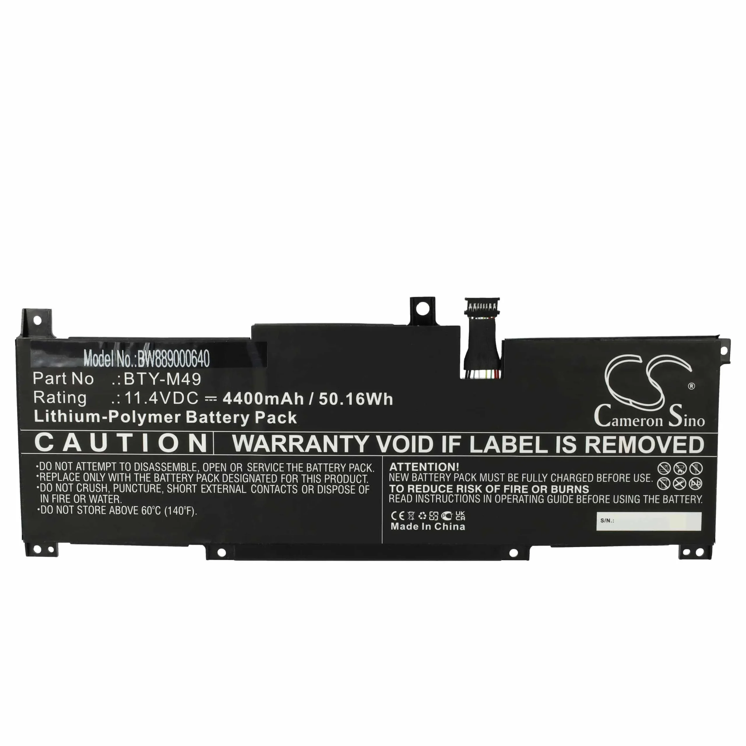 Batterie remplace MSI BTY-M49 pour ordinateur portable MSI- 4400mAh 11,4V Li-polymère