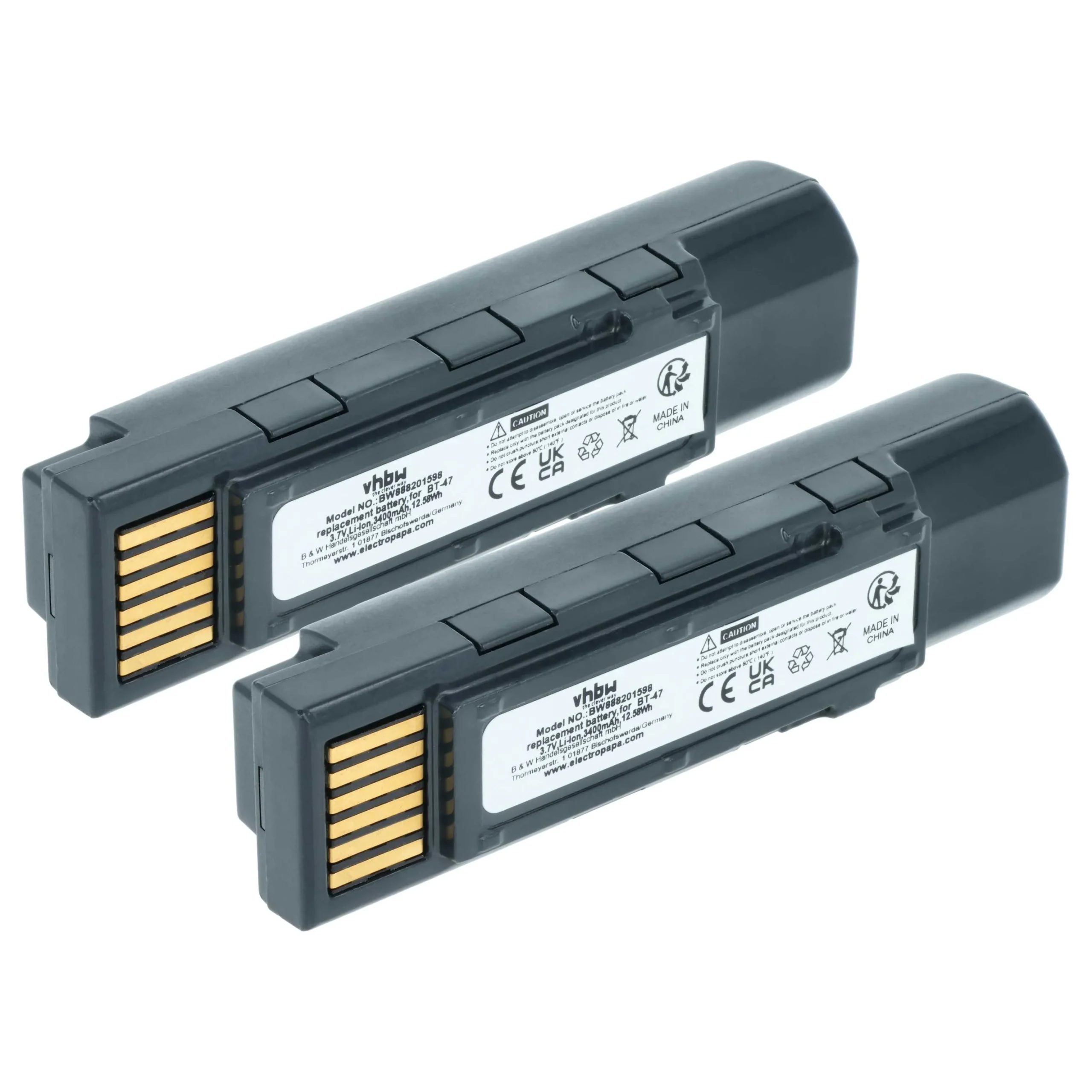 2x Batteries remplace Datalogic 128004721, BT-47, RBP-GM45 pour scanner de code-barre Datalogic - 3400mAh 3,7V