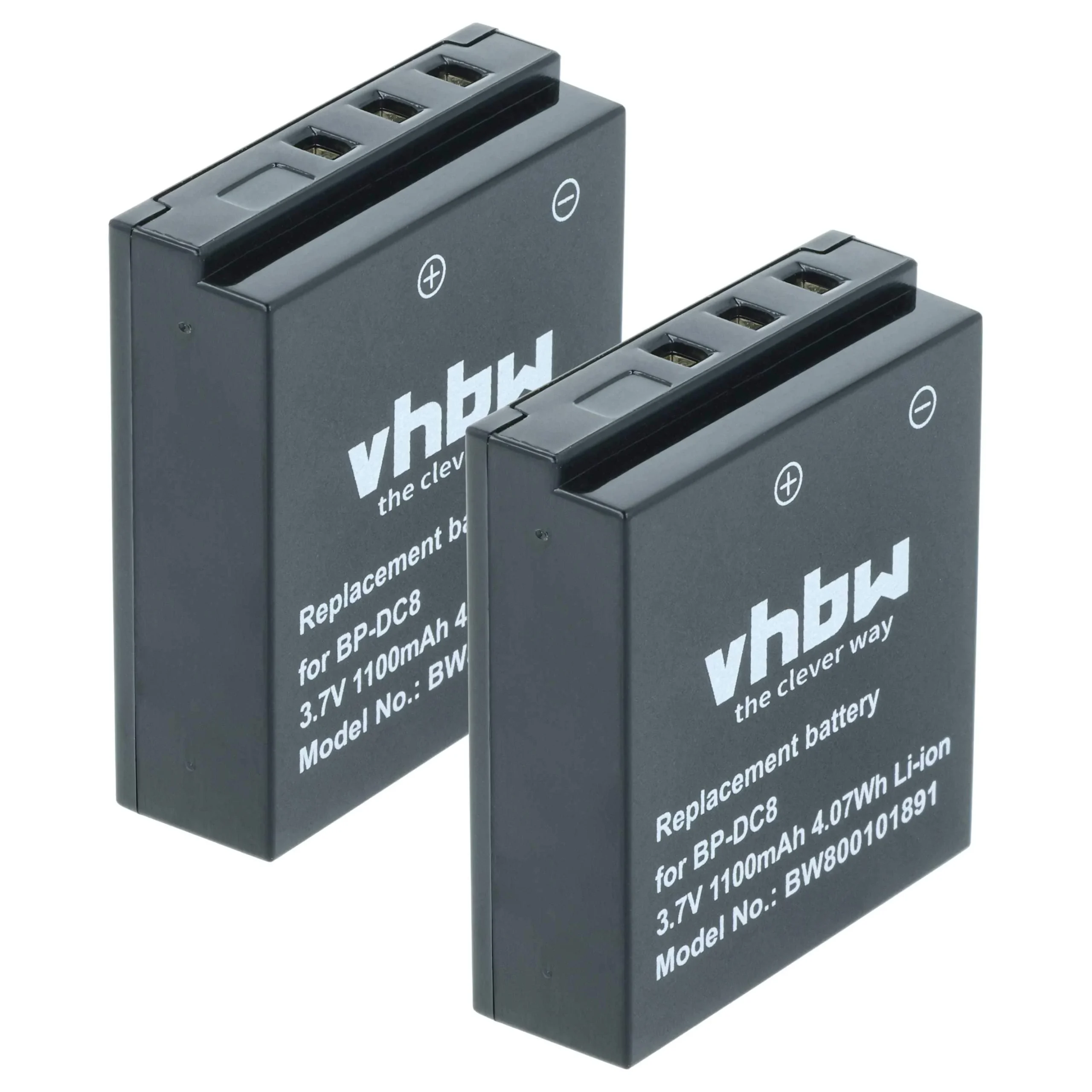 2x Batteries remplace Leica 18706, EA-DC-8, BP-DC8, BP-DC8E pour appareil photo Leica- 1100mAh 3,6V Li-ion
