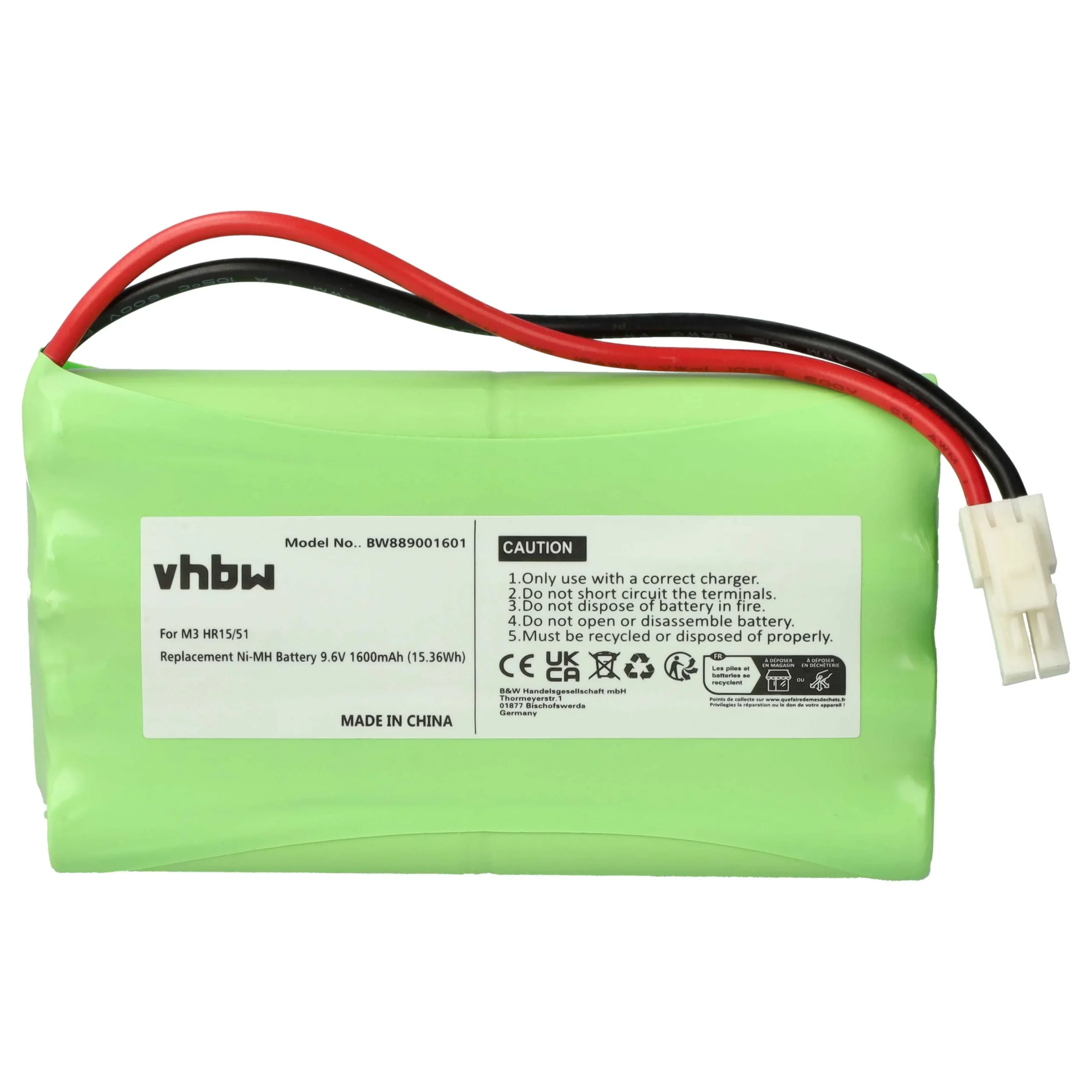 Batterie remplace Polargos S1512 pour motorisation de porte, portail Somfy - 1600mAh 9,6V NiMH