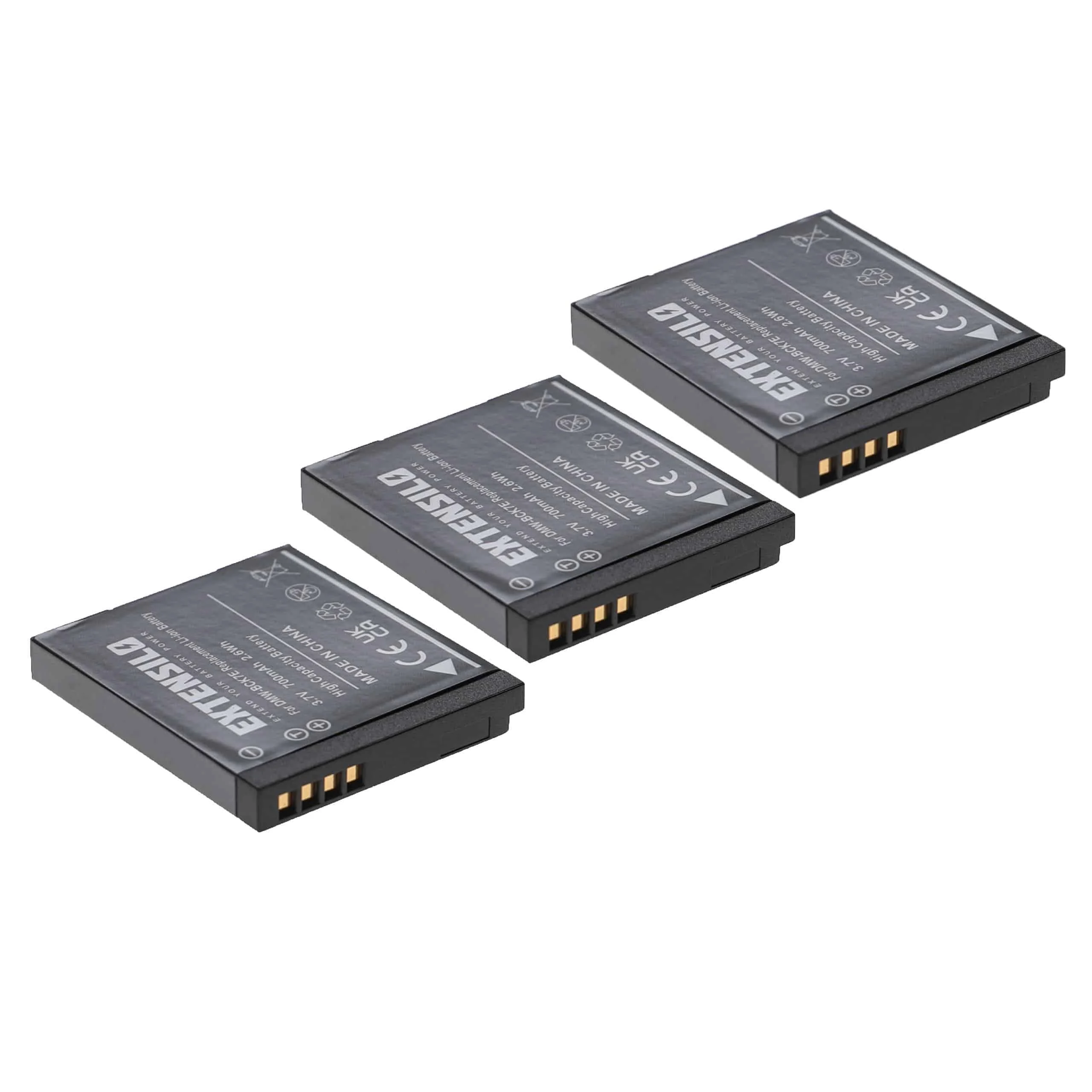 3x Batteries remplace Panasonic DMW-BCK7E, DMW-BCK7 pour appareil photo Panasonic- 700mAh 3,7V Li-ion