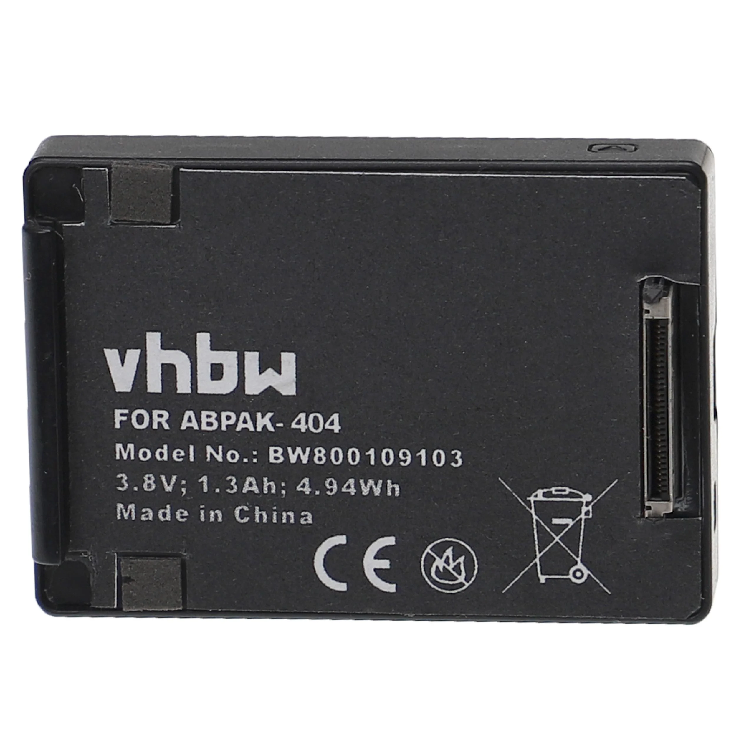 Batterie remplace GoPro ABPAK-404, BacPac 3661-093 pour caméscope GoPro- 1240mAh 3,8V Li-polymère