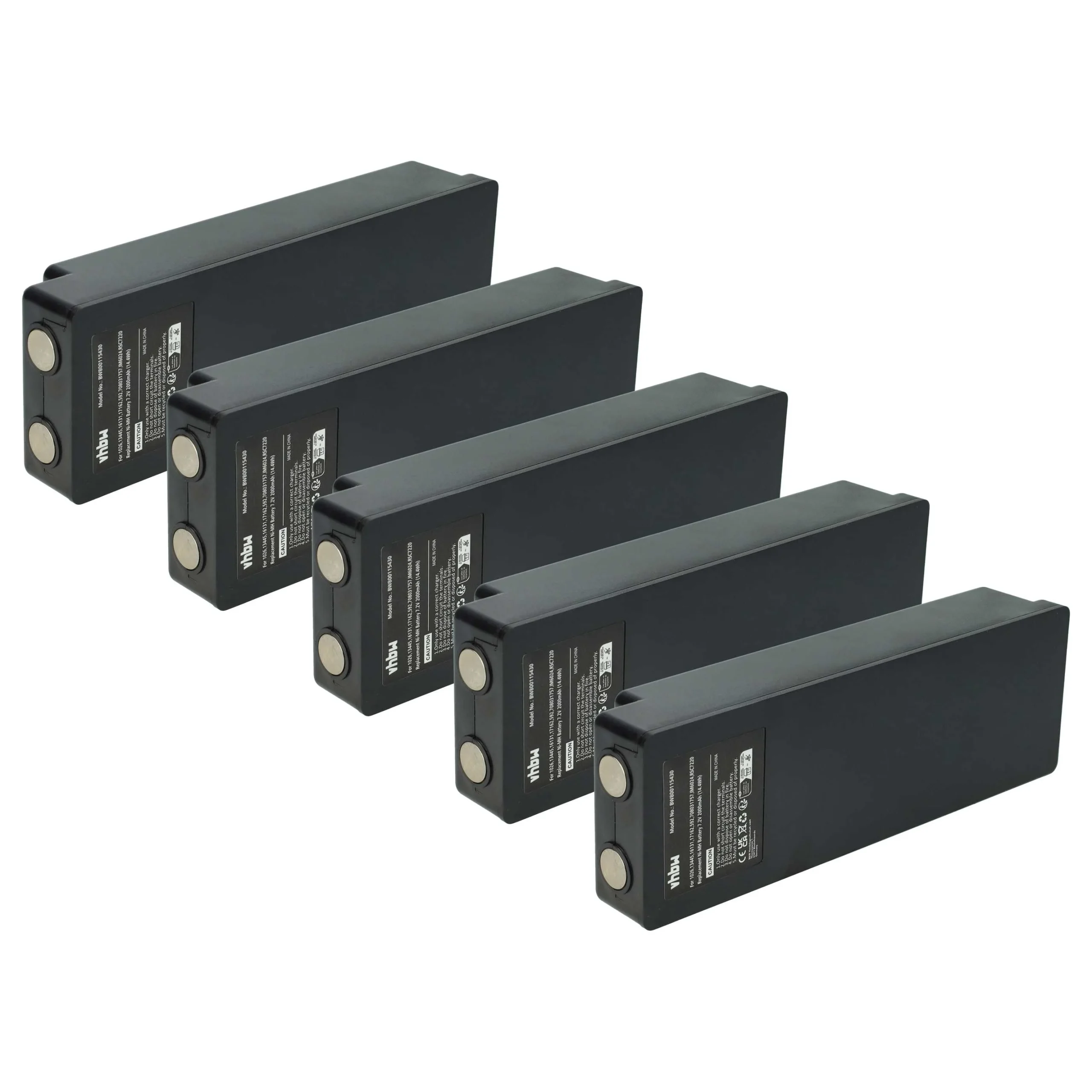 Batterie (5 pièces) remplace Scanreco 1026 pour télécommande Scanreco, Palfinger - 2000mAh 7,2V NiMH