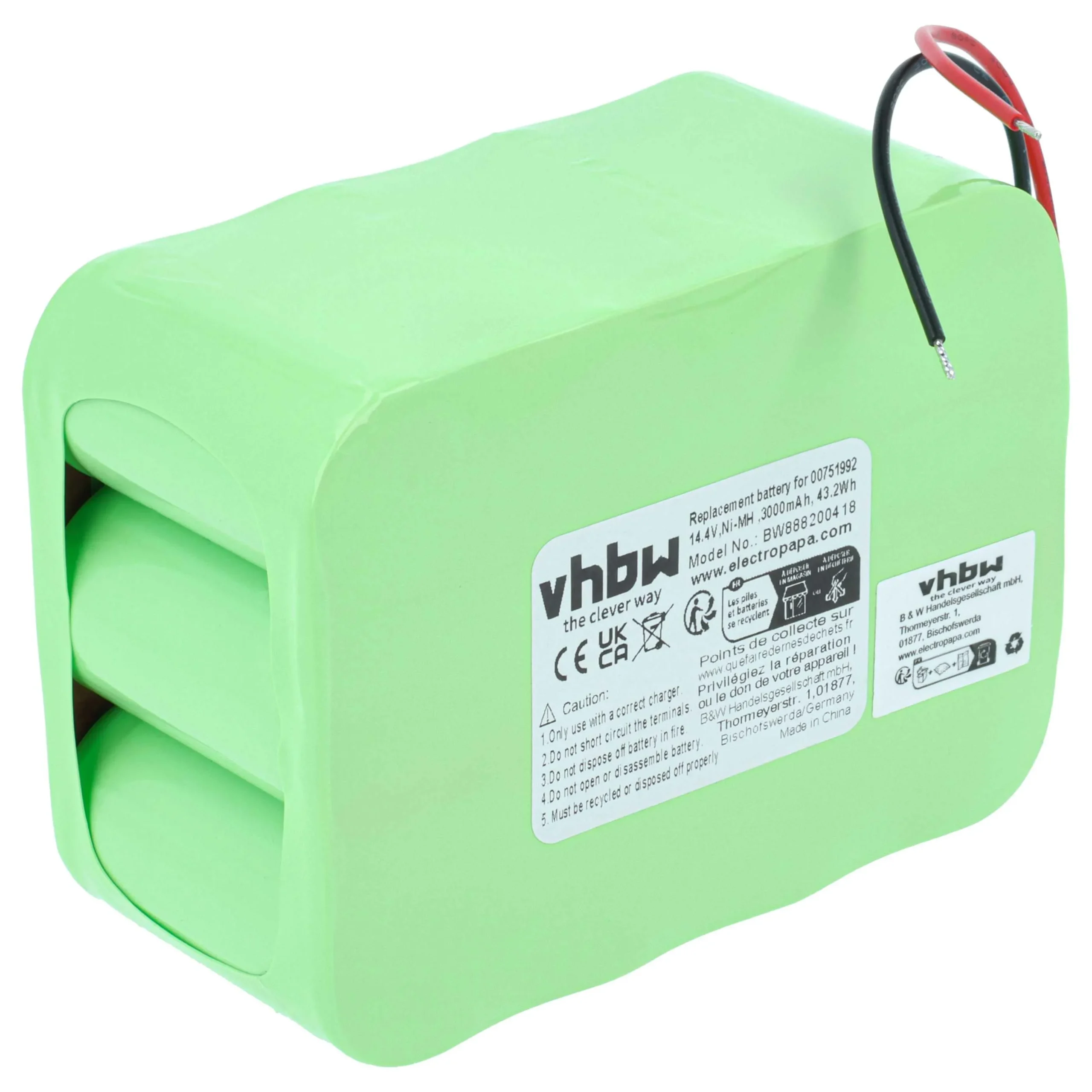 Batterie remplace Bosch 00751992, GP180SCHSV12Y2H, FD8901 pour aspirateur Bosch - 3000mAh 14,4V NiMH