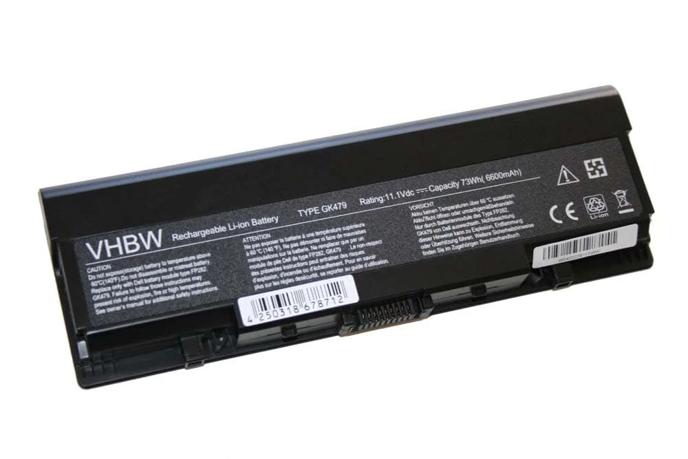 Batterie remplace Dell 312-0513, 312-0518, 312-0504 pour ordinateur portable Dell- 6600mAh 11,1V Li-ion, noir