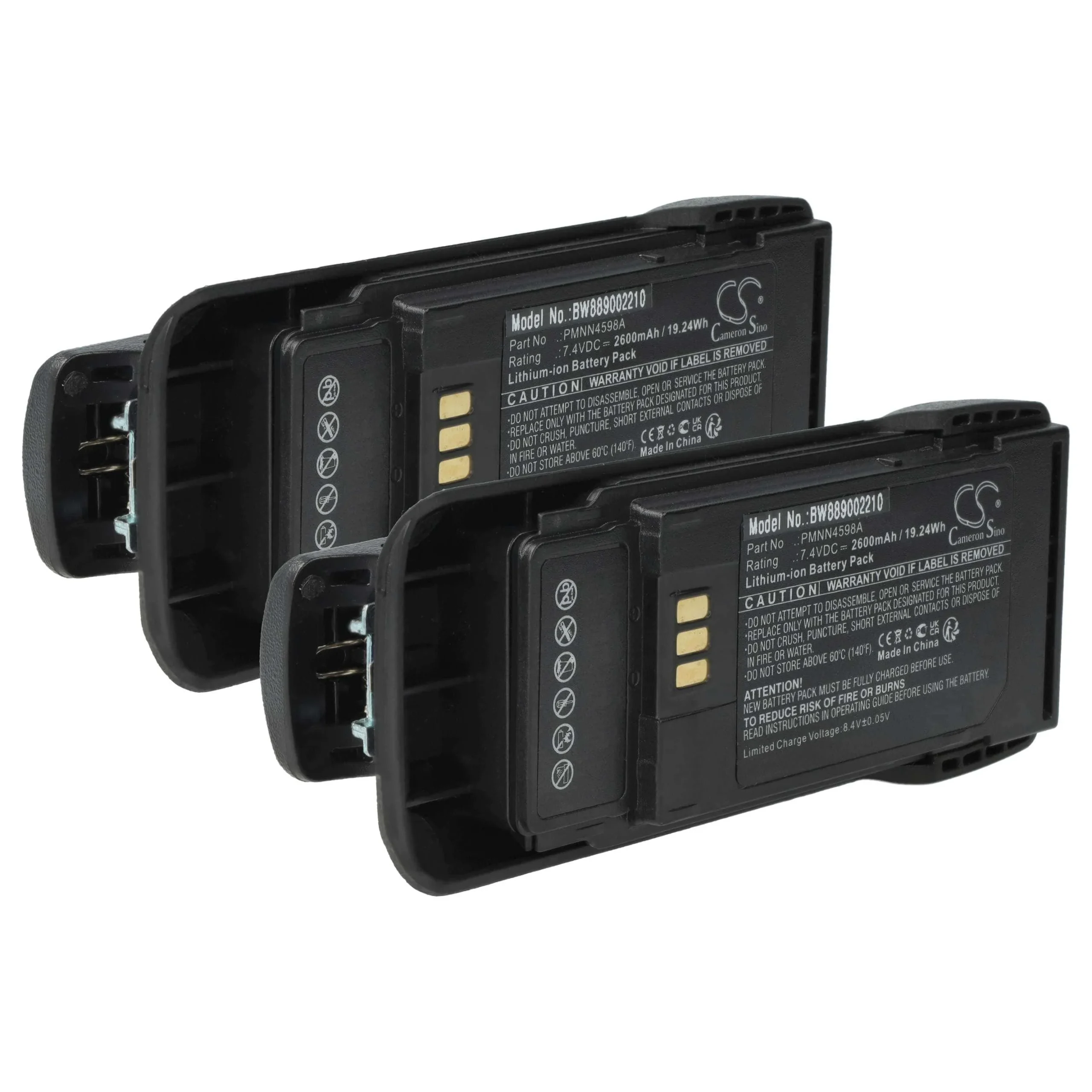 2x Batteries remplace Motorola PMNN4600A, PMNN4598A pour radio talkie-walkie Motorola- 2600mAh 7,4V Li-ion