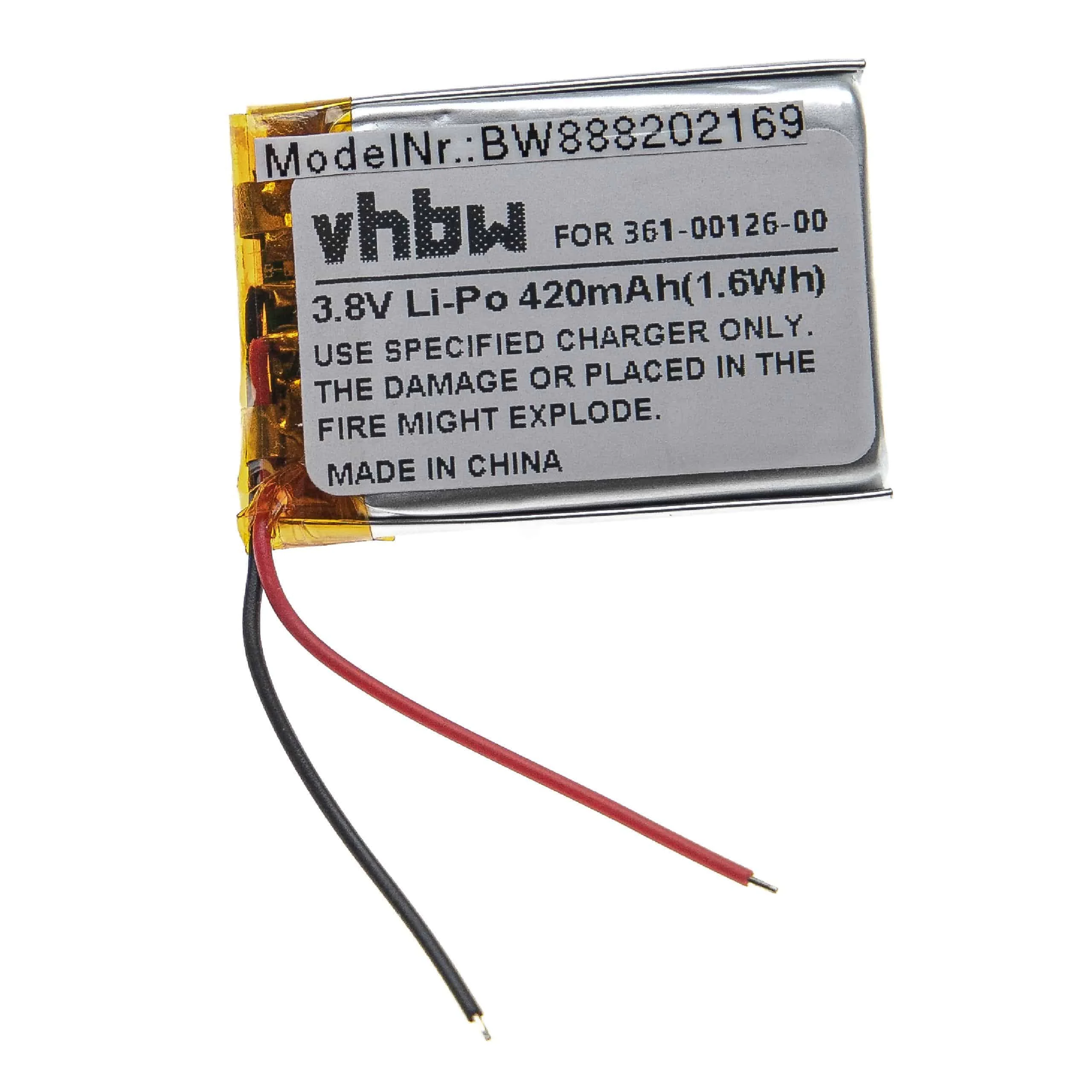 Batterie remplace Garmin 361-00126-00 montre connectée - 420mAh 3,8V Li-polymère