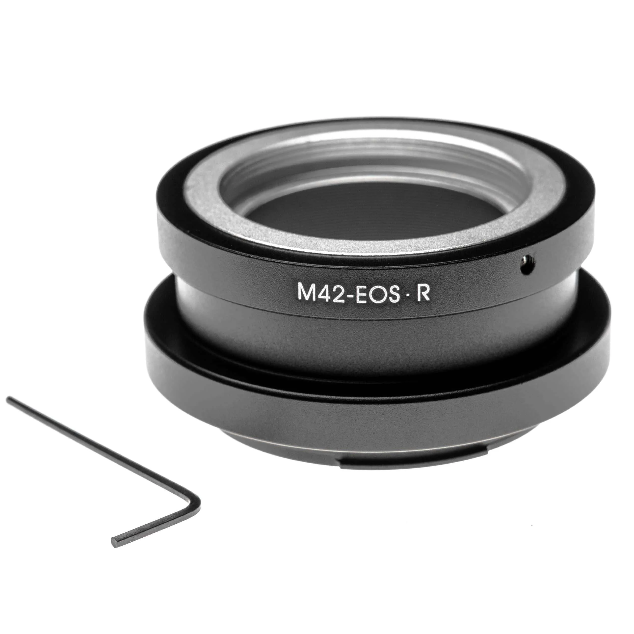 Bague adaptateur pour Canon EOS R, RP - Baïonnette RF pour objectifs filetage M42, noir / argenté