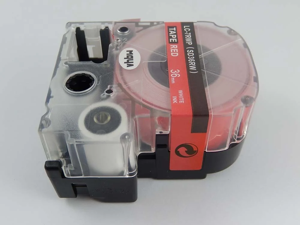 Cassette à ruban remplace Epson LC-7RWP - 36mm lettrage Blanc ruban Rouge, plastique
