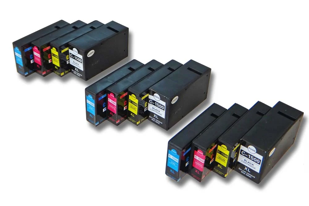 12x Cartouches remplace Canon PGI-1500 XL, PGI1500, PGI1500XL, PGI-1500XL pour imprimante - multicouleurs