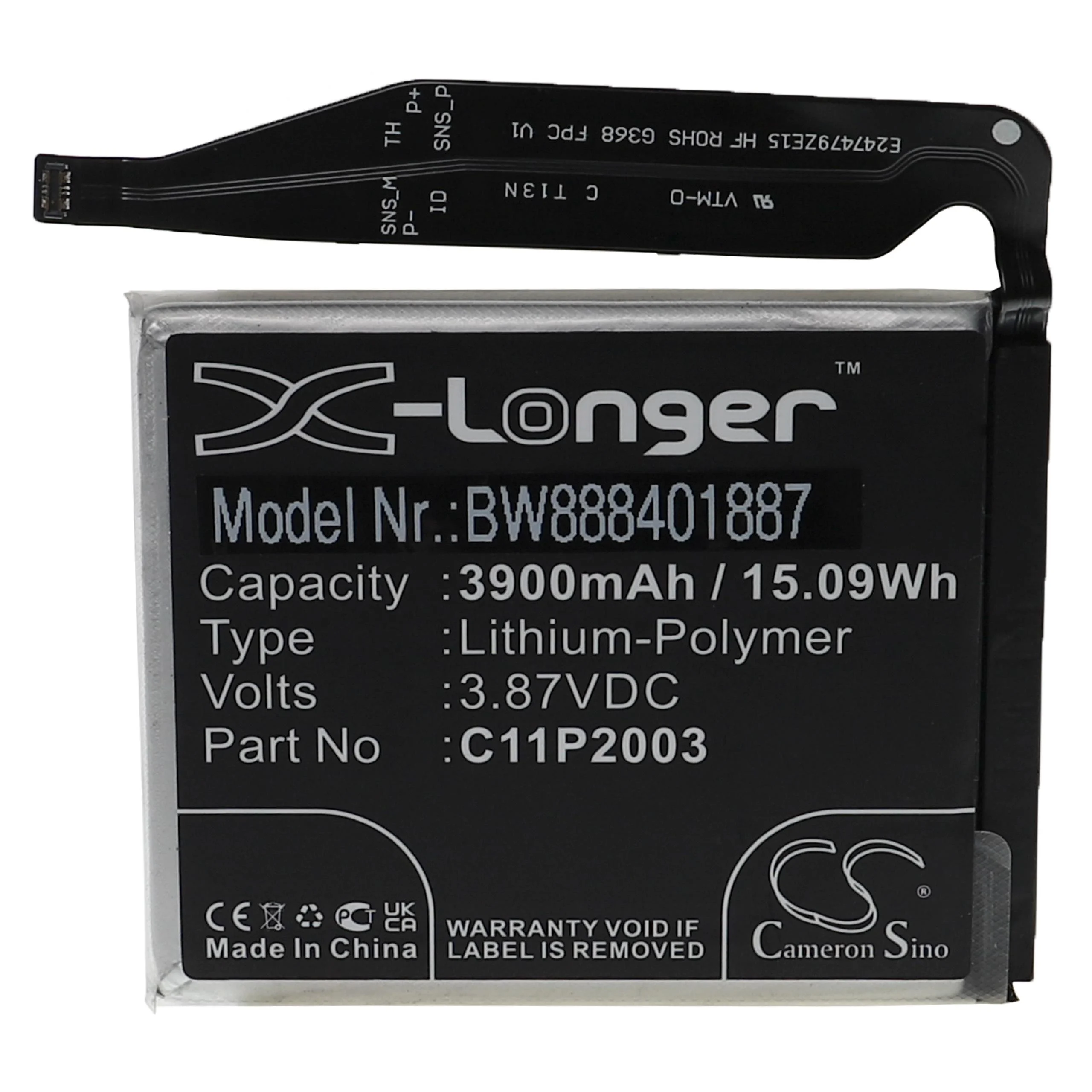 Batterie remplace Asus C11P2003, 0B200-03950000 téléphone portable Asus - 3900mAh 3,87V Li-polymère