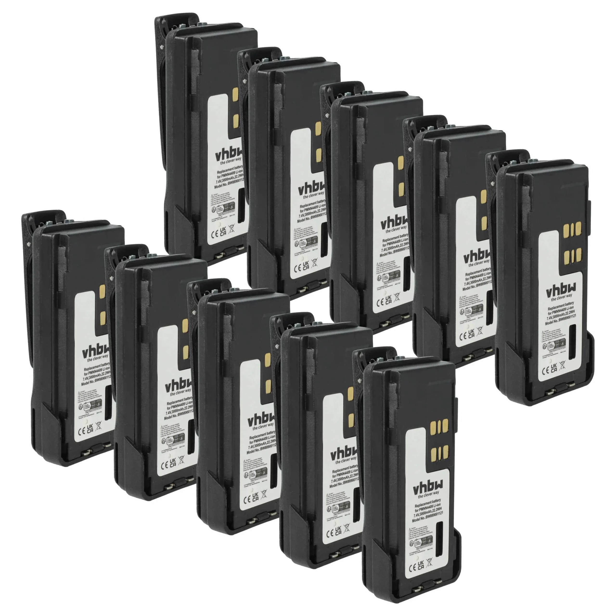 10x Batteries remplace Motorola PMNN4406, PMNN4406BR pour radio talkie-walkie Motorola- 3000mAh 7,4V Li-ion