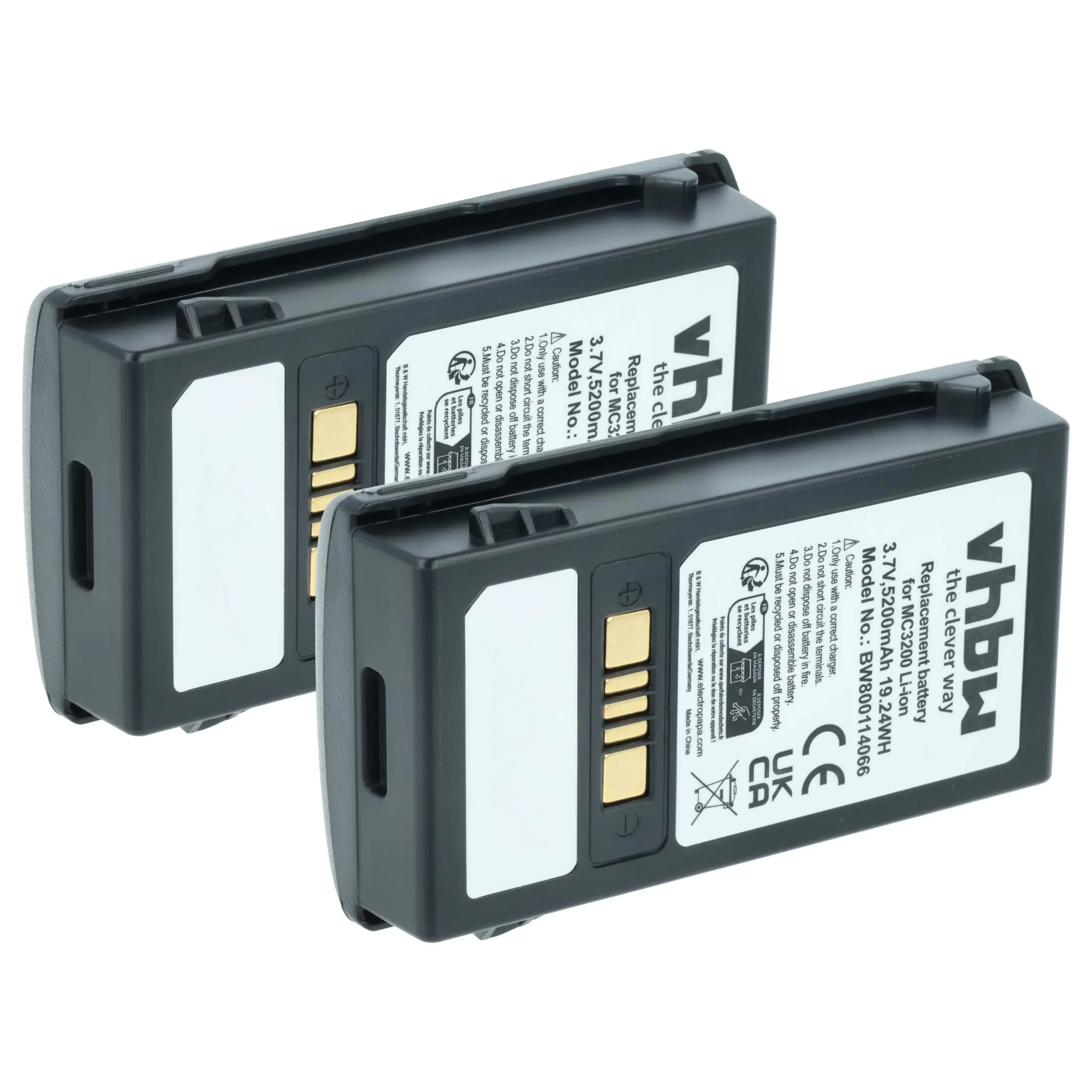 2x Batteries remplace Motorola BTRY-MC32-01-01 pour scanner de code-barre Motorola - 5200mAh 3,7V