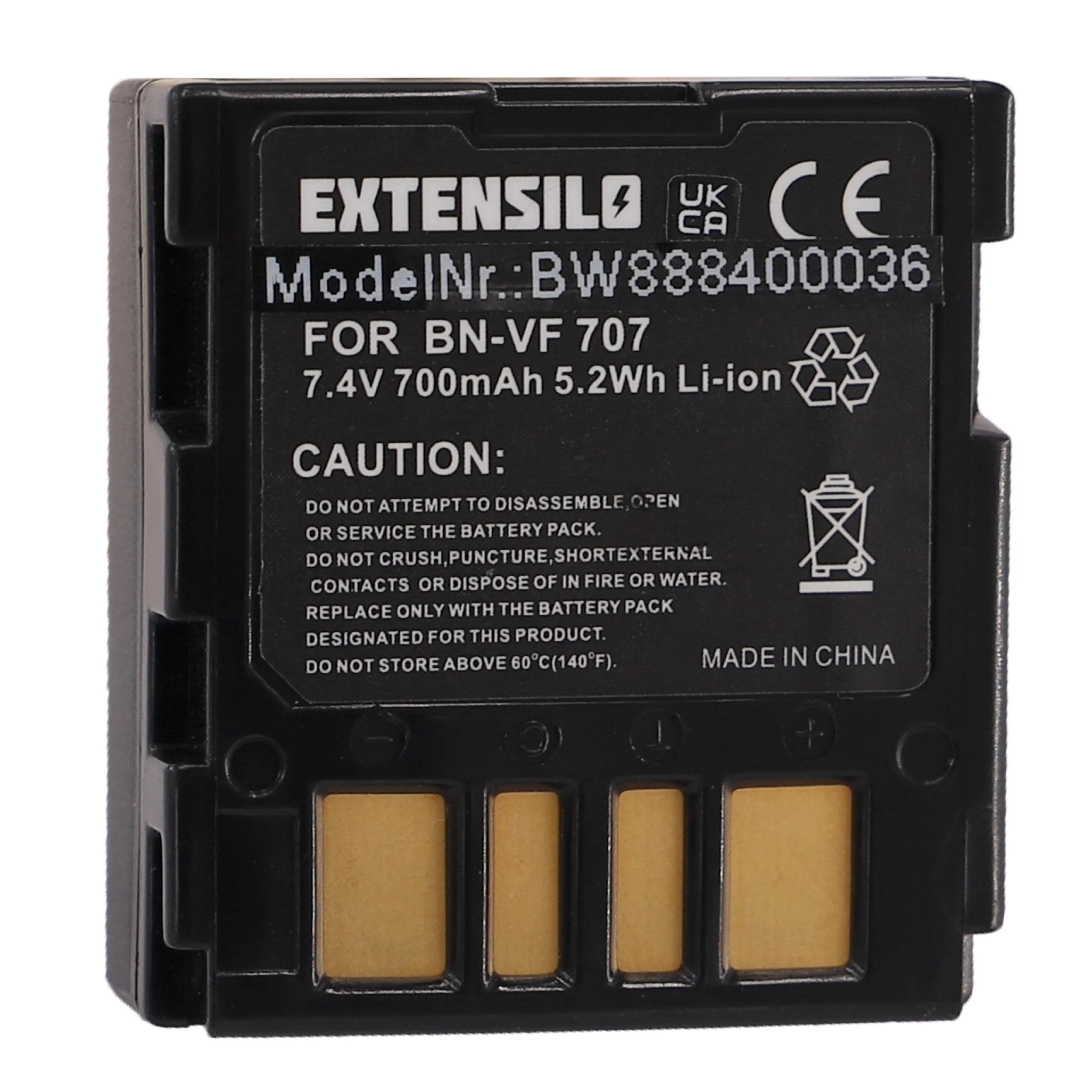 Batterie remplace JVC BN-VF707, BN-VF707U, BN-VF714, BN-VF714U pour appareil photo JVC- 700mAh 7,4V Li-ion