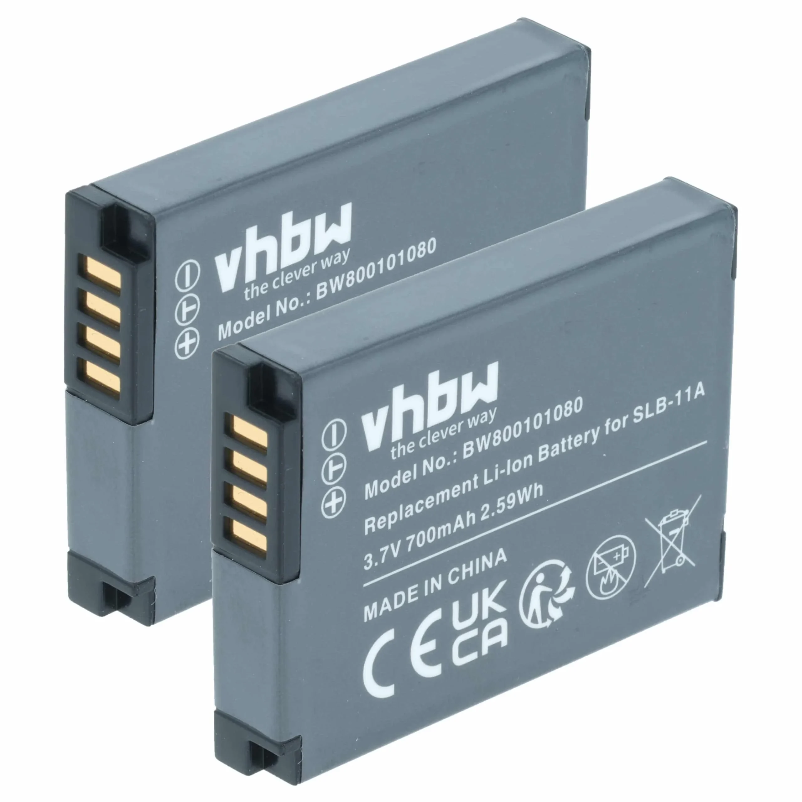 2x Batteries remplace Samsung SLB-11a pour appareil photo Samsung- 700mAh 3,6V Li-ion